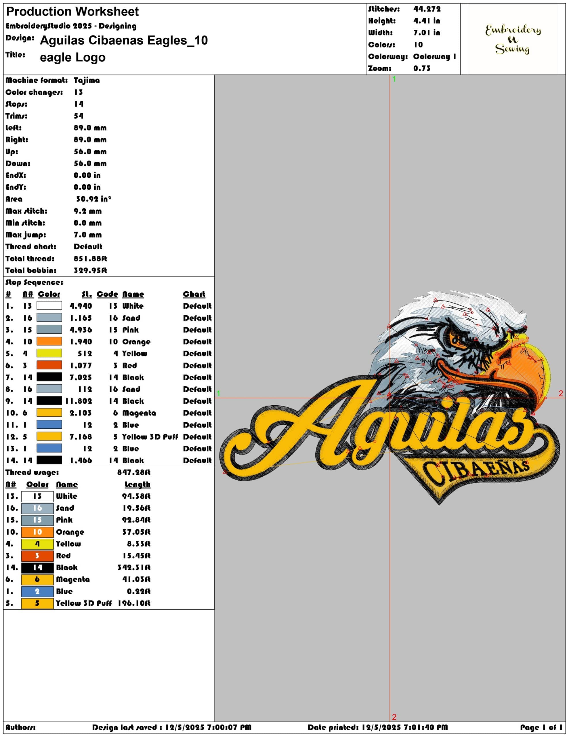 Aguilas Cibaenas Eagles - Elegant embroidery design file - instant download — view 3