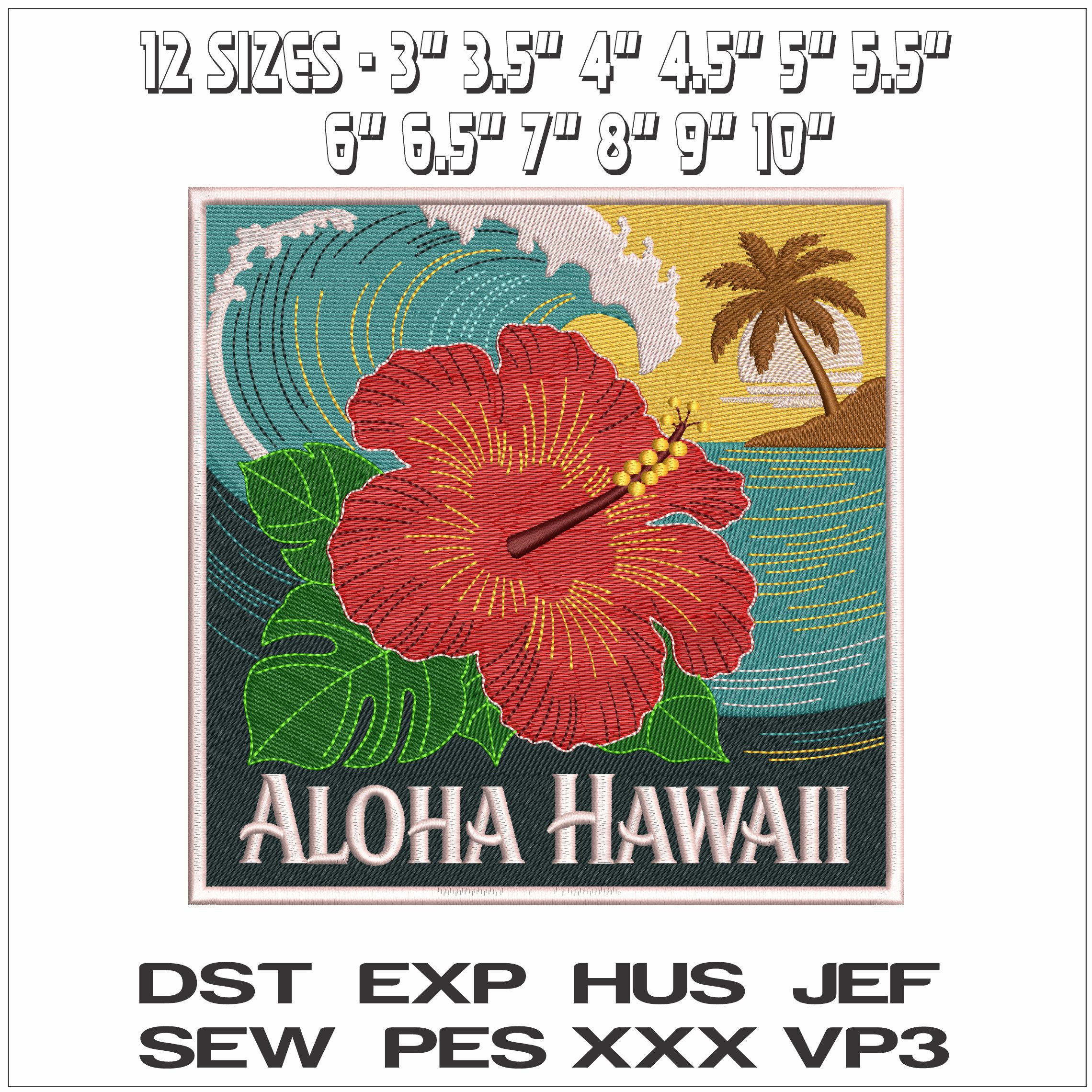 Aloha Hawaii - Elegant embroidery design file - instant download — view 2