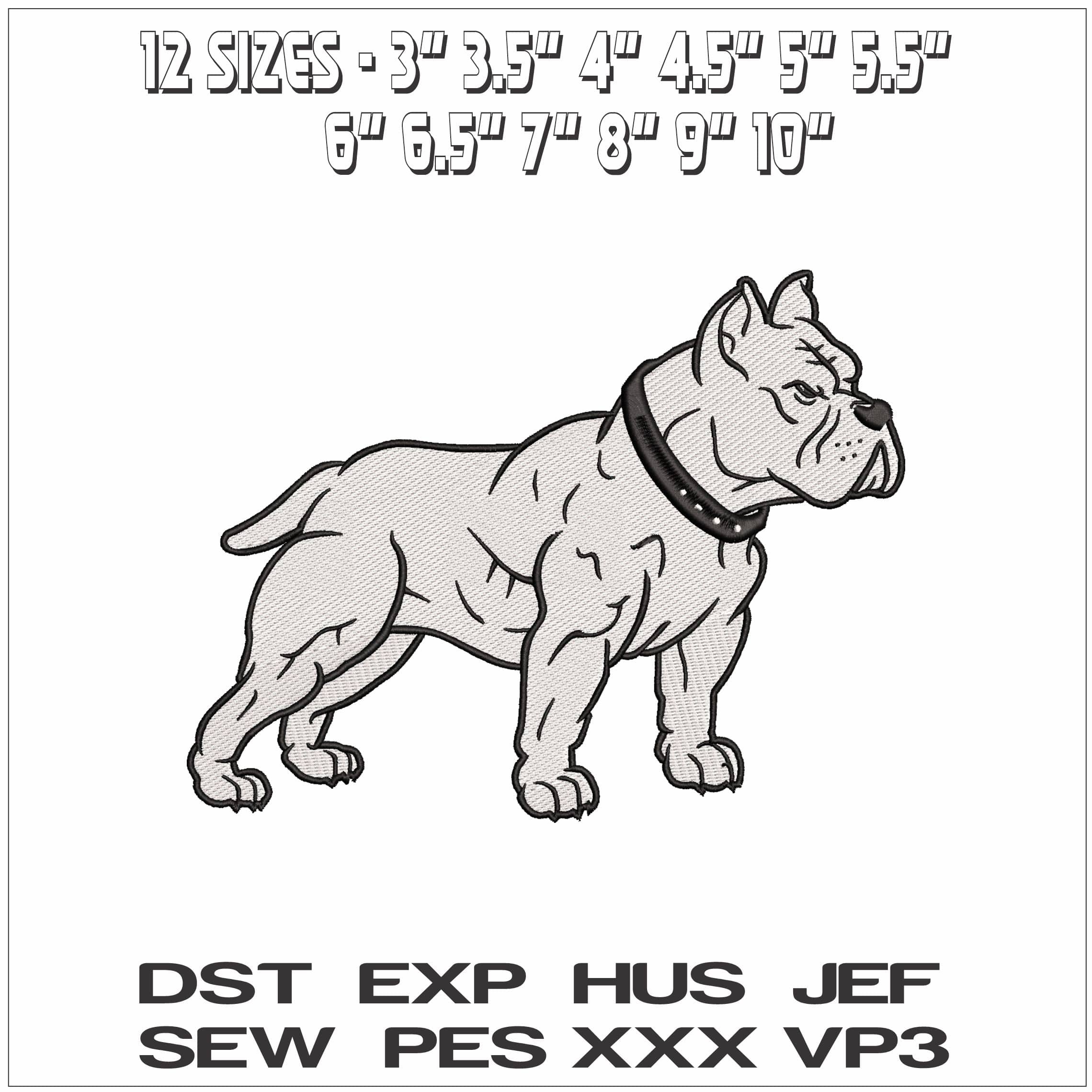 American Bully Dog - Elegant embroidery design file - instant download — view 2