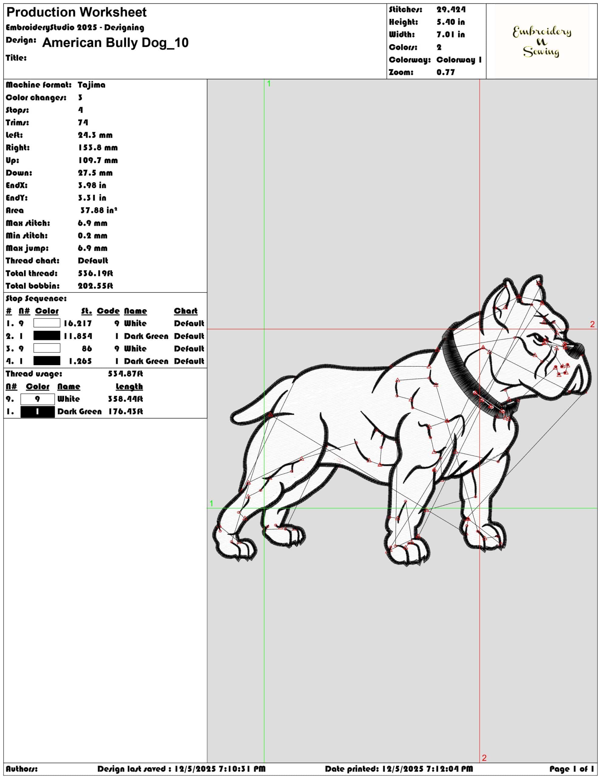 American Bully Dog - Elegant embroidery design file - instant download — view 3