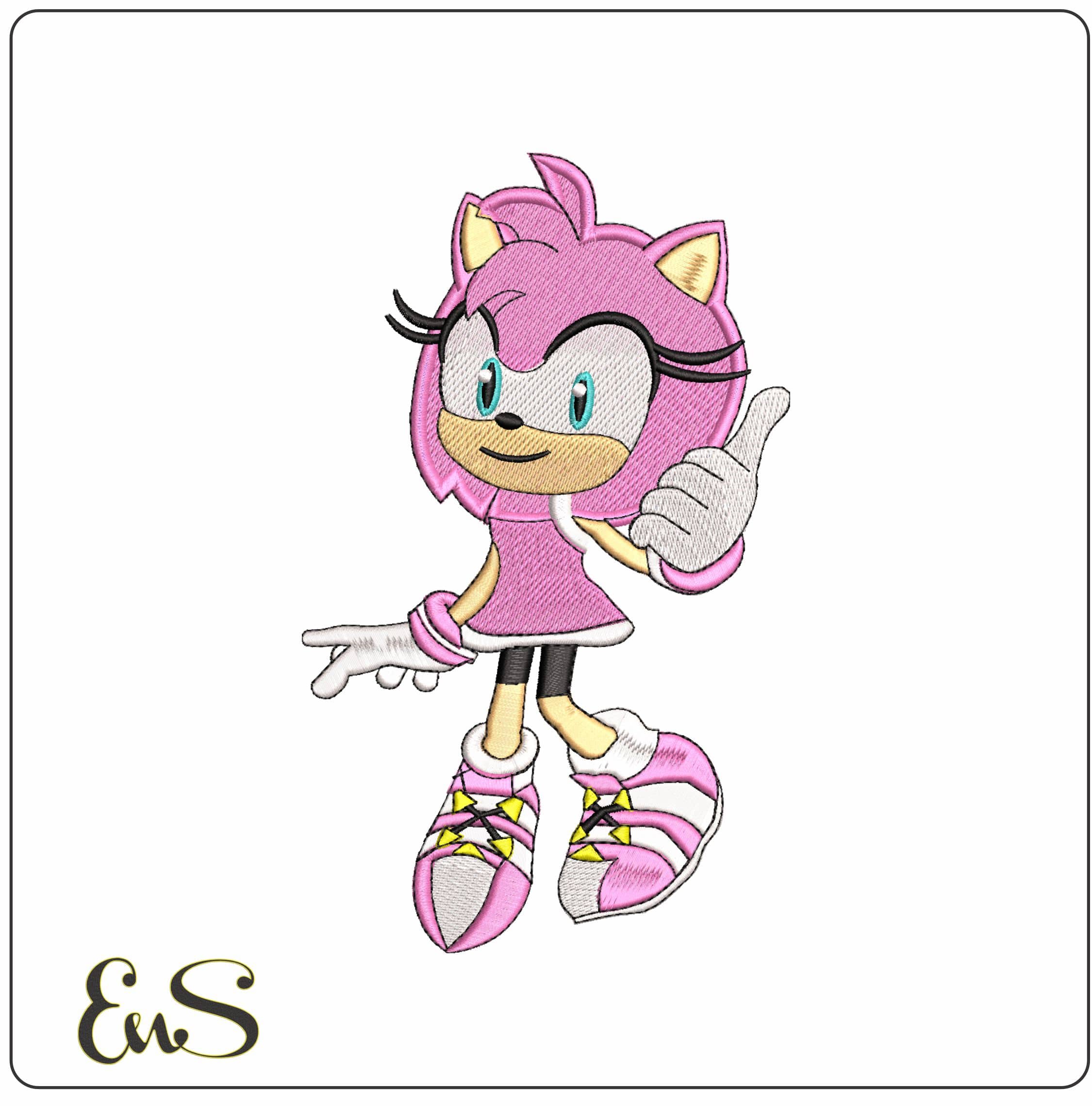 Amy Rose Sonic the Hedgehog - Elegant embroidery design file - instant download