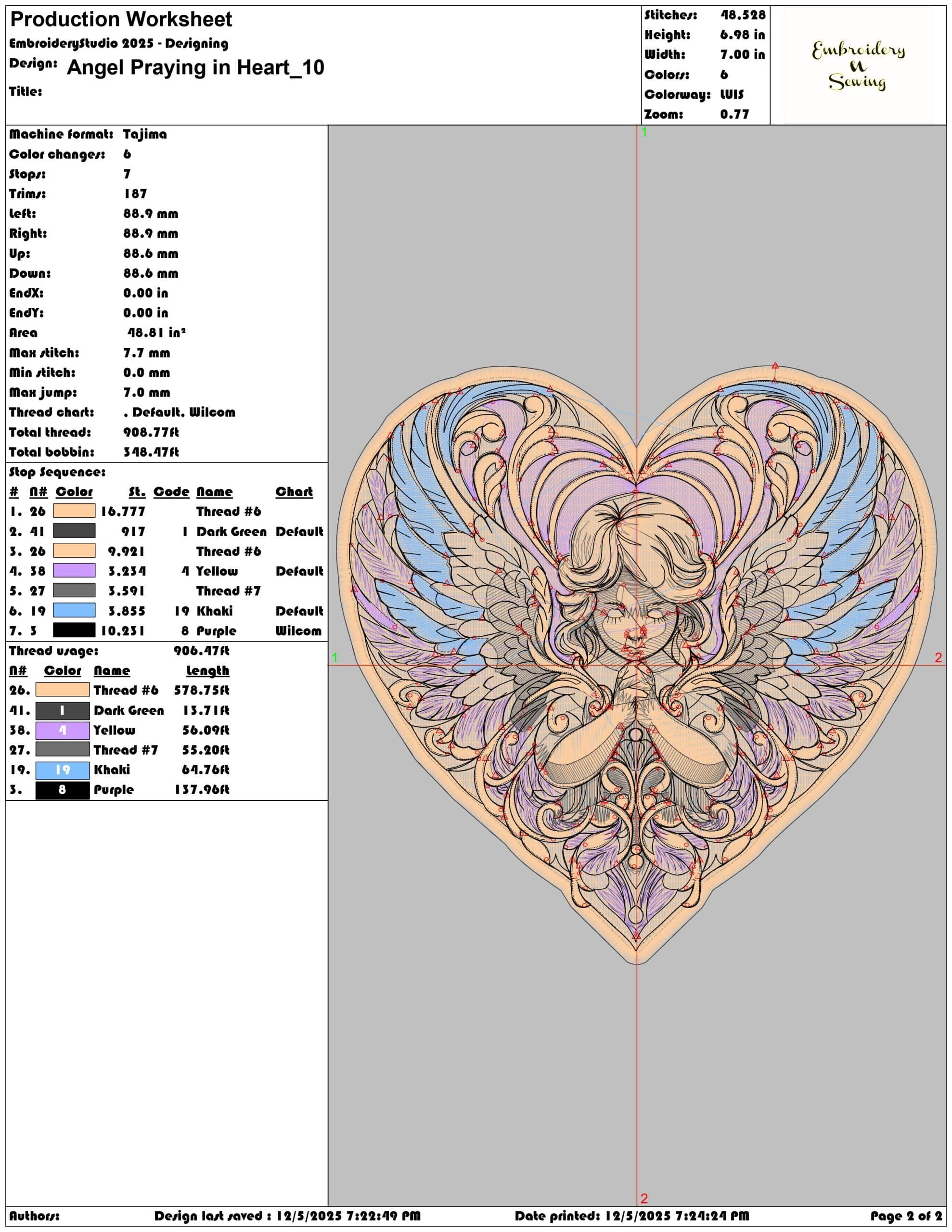 Angel Praying in Heart - Elegant embroidery design file - instant download — view 3