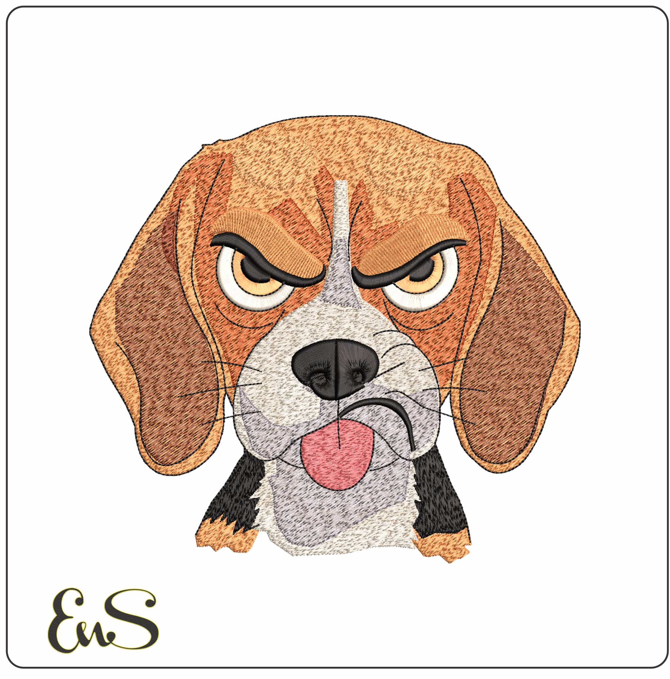 Angry Dog- Elegant embroidery design file - instant download