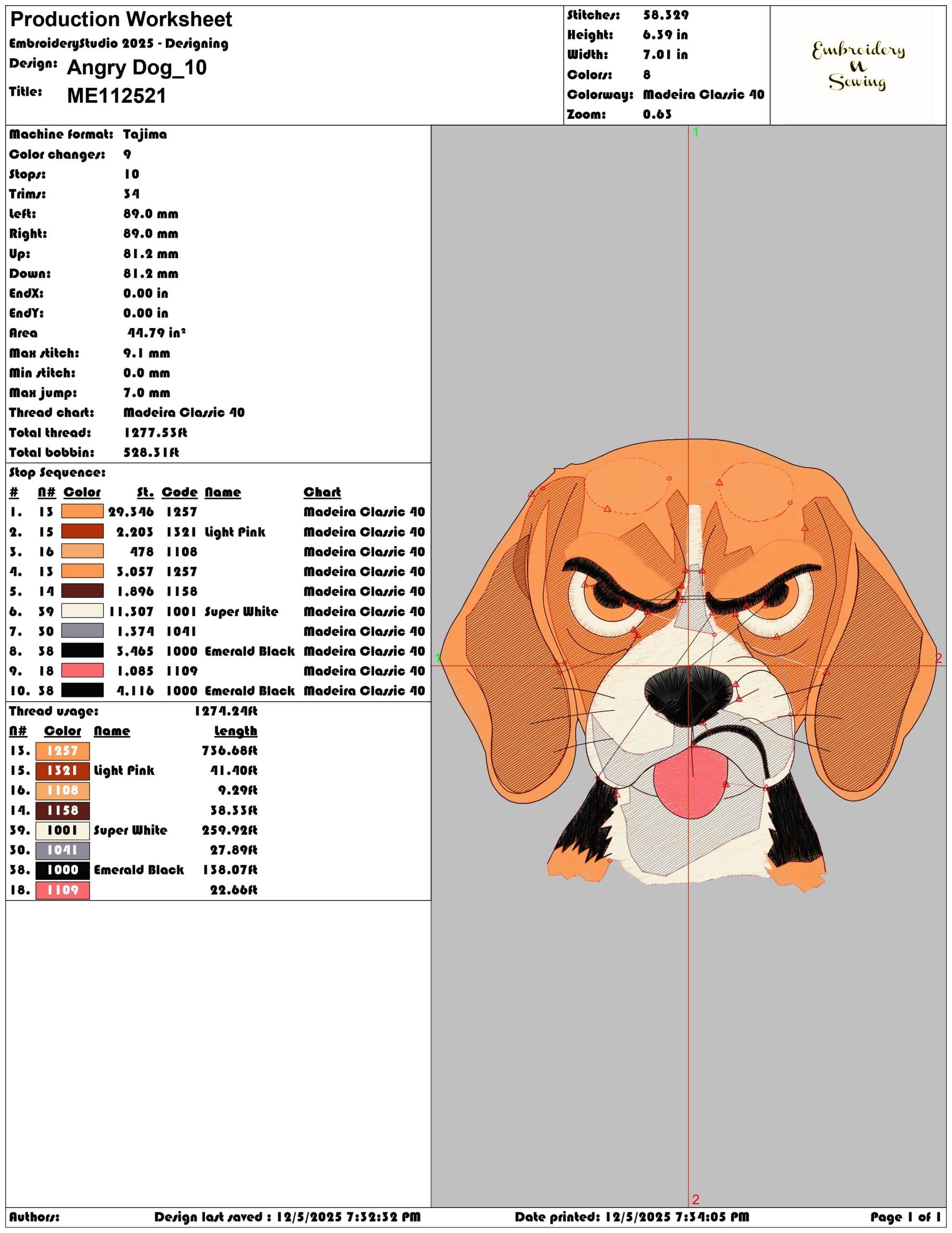 Angry Dog- Elegant embroidery design file - instant download — view 3