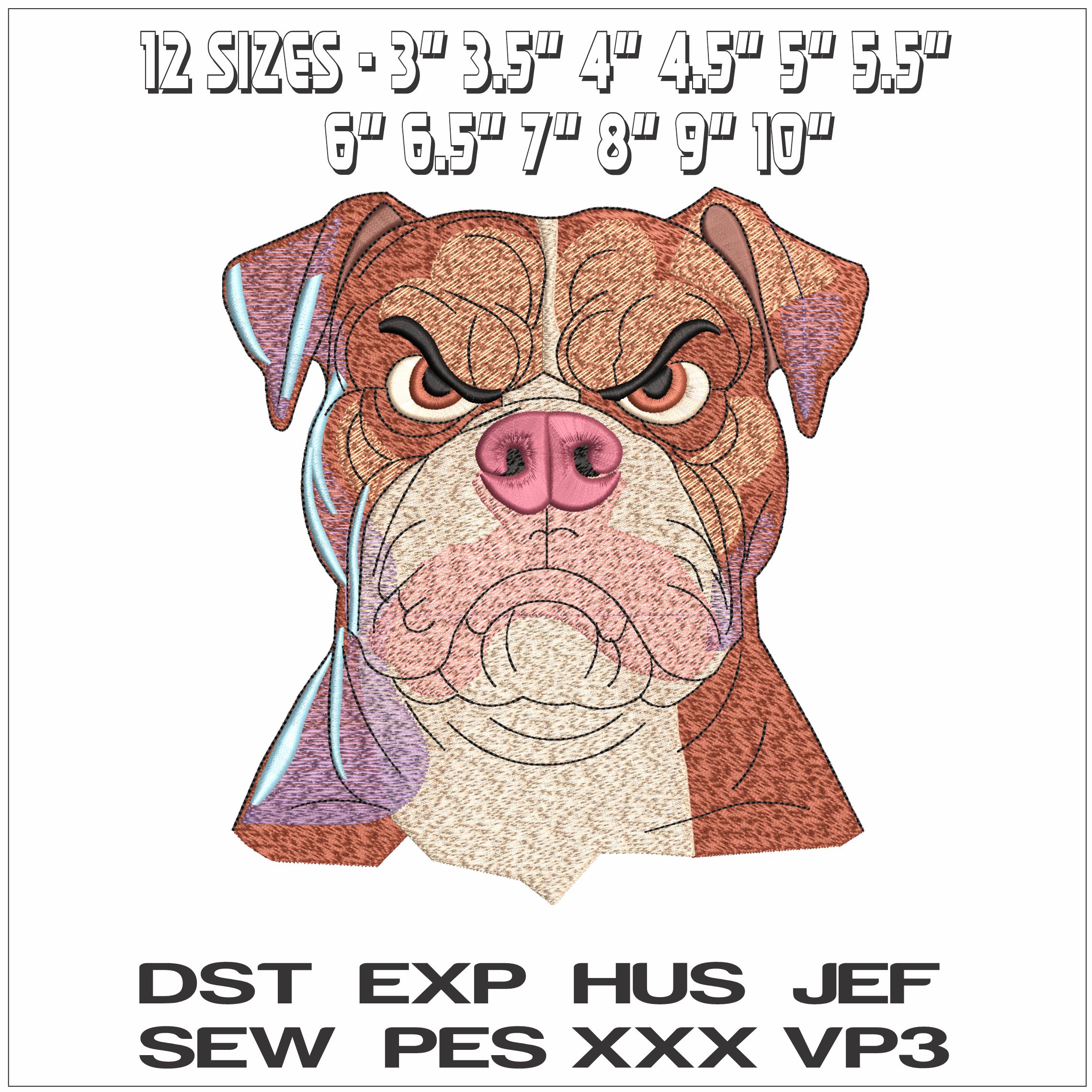 Angry English Bulldog- Elegant embroidery design file - instant download — view 2