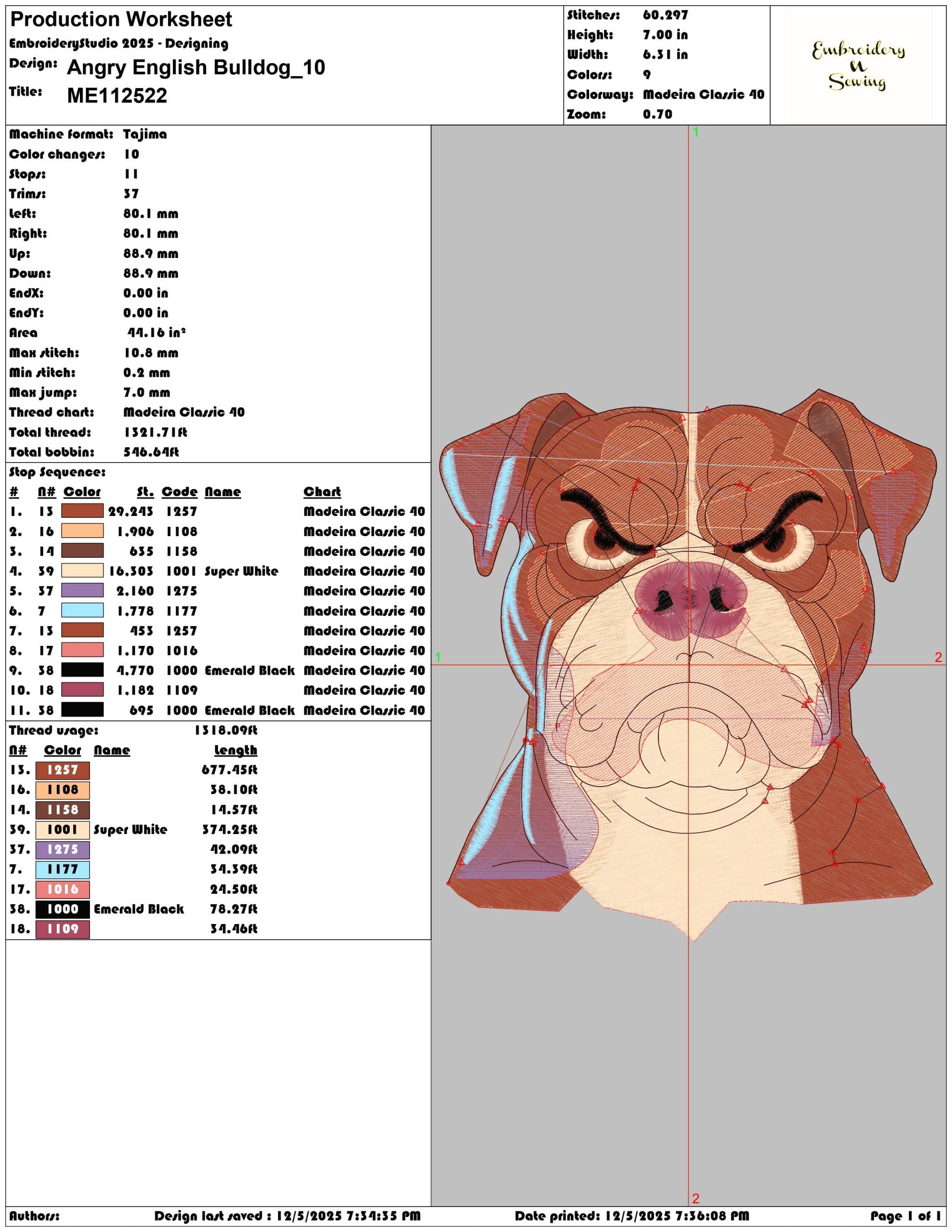 Angry English Bulldog- Elegant embroidery design file - instant download — view 3