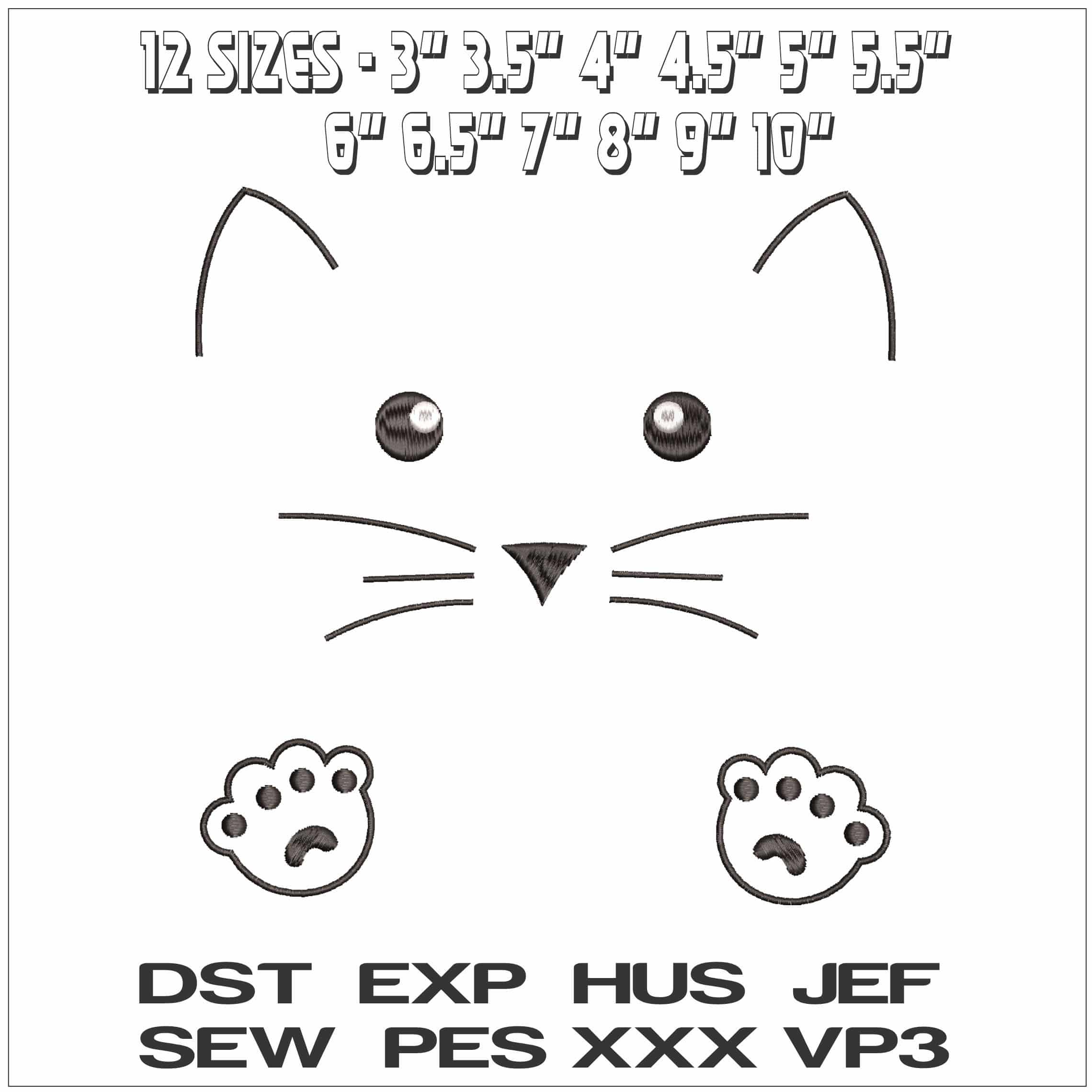 Animal Face with Paws- Elegant embroidery design file - instant download — view 2