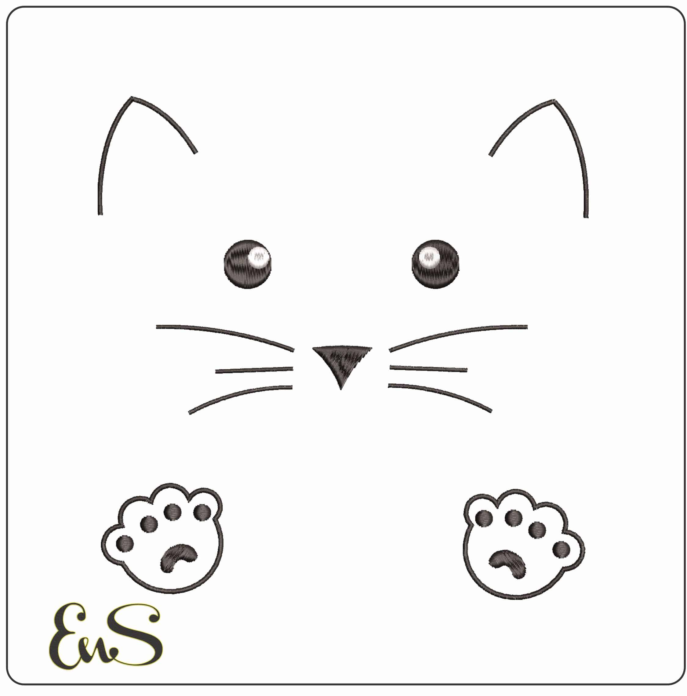 Animal Face with Paws- Elegant embroidery design file - instant download