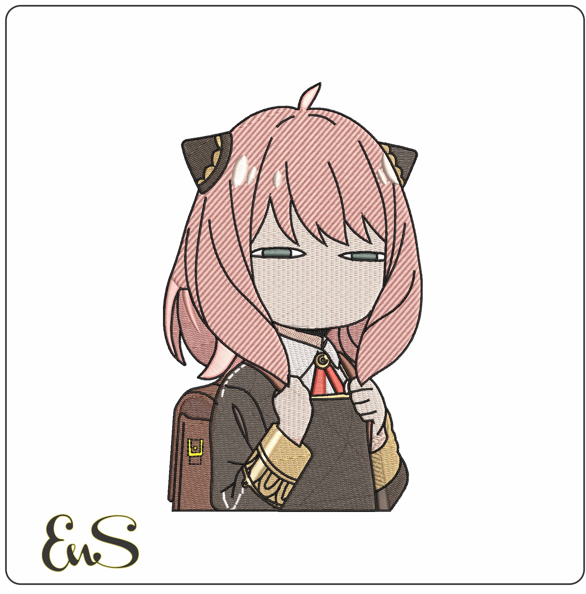Anya Forger Spy x Family Anime- Elegant embroidery design file - instant download