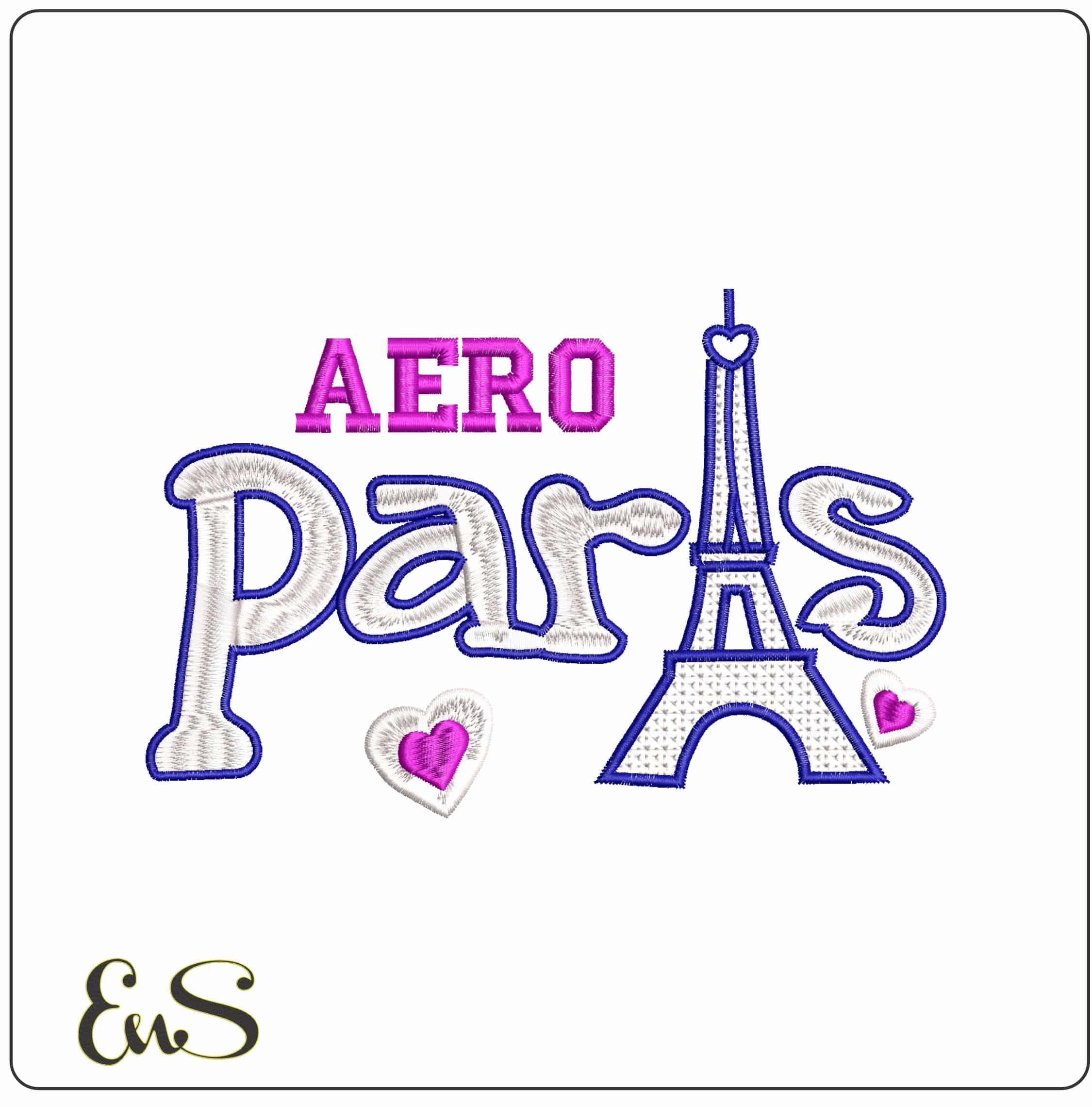 Areo Paris- Elegant embroidery design file - instant download
