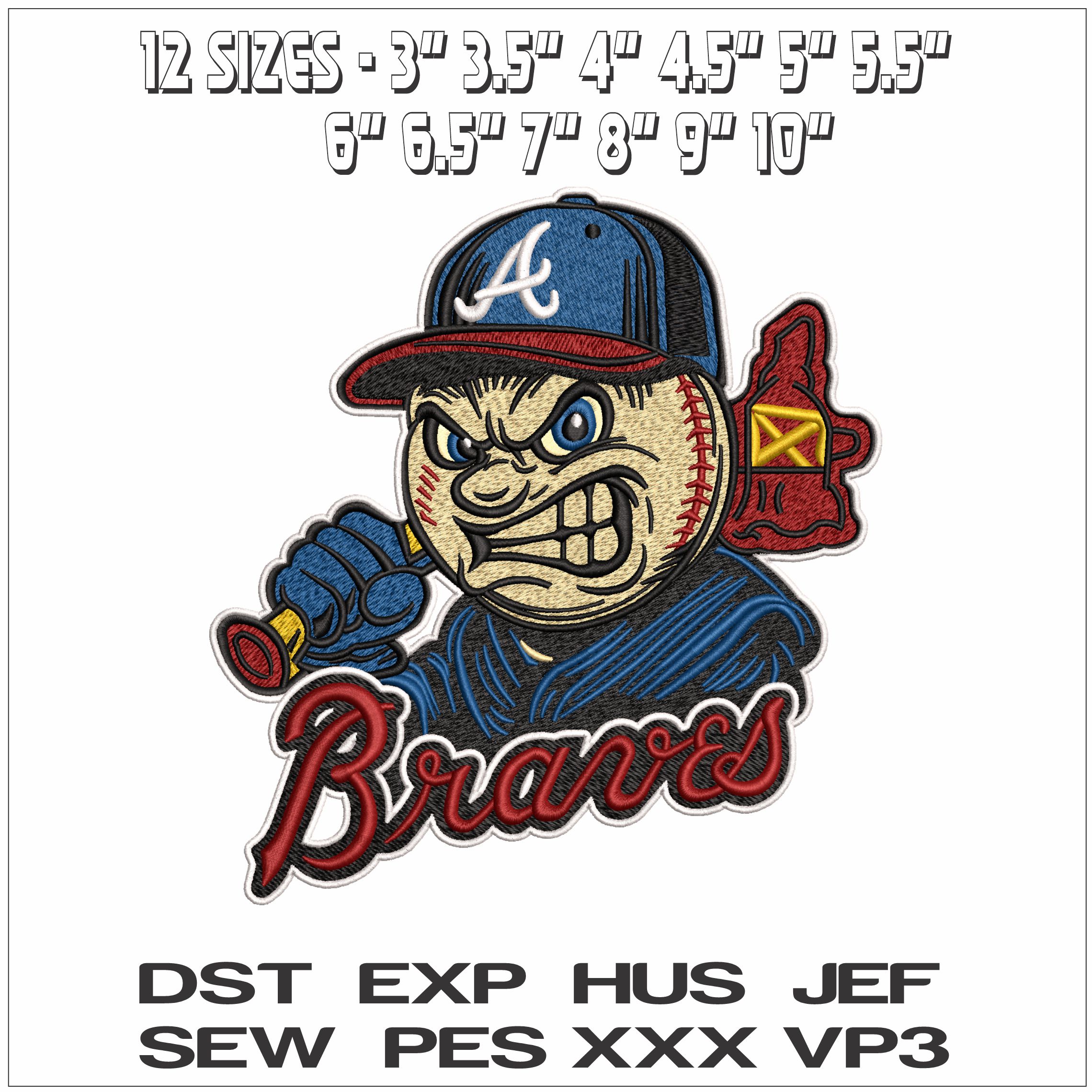 Atlanta Braves Slugger Baseball- Elegant embroidery design file - instant download — view 2