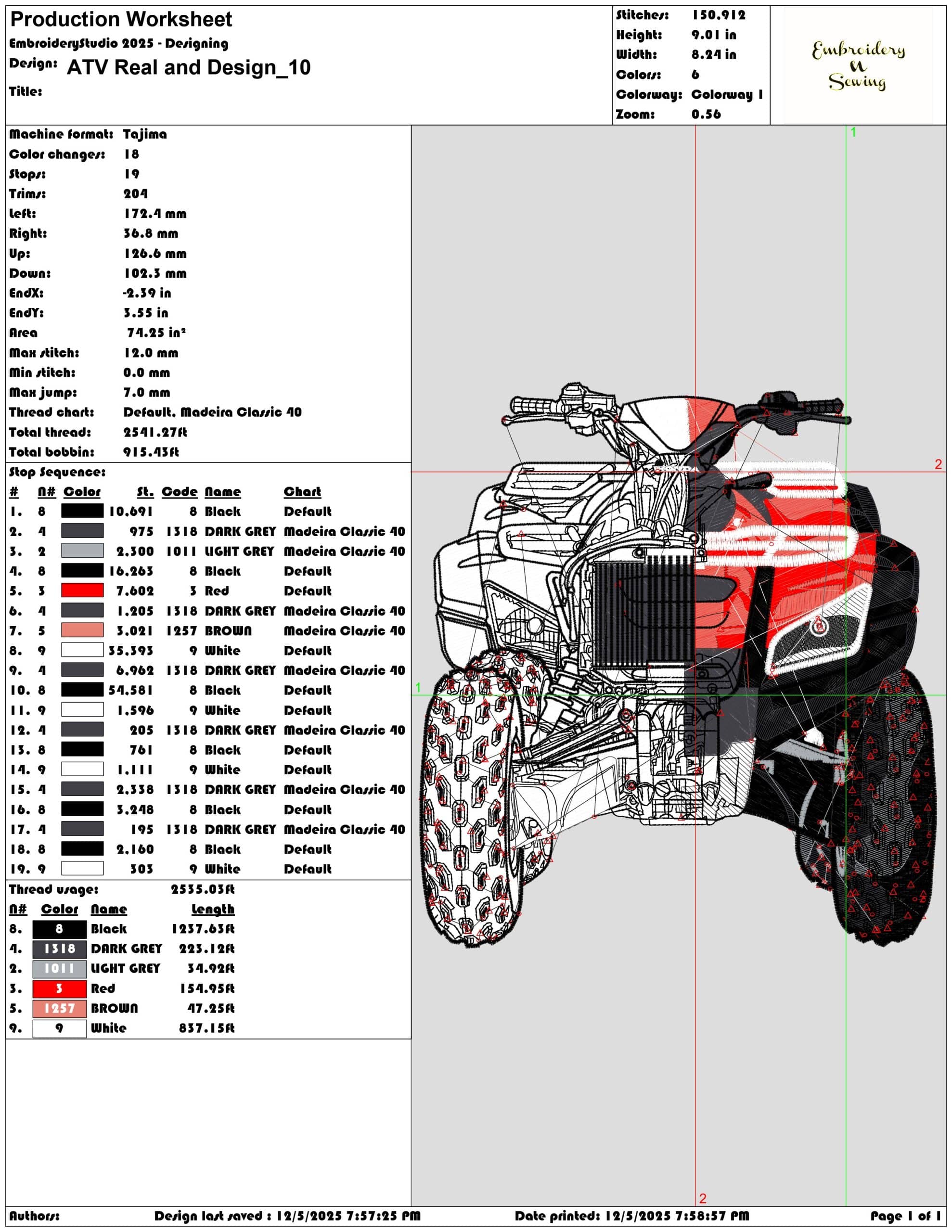 ATV Real and Design- Elegant embroidery design file - instant download — view 3