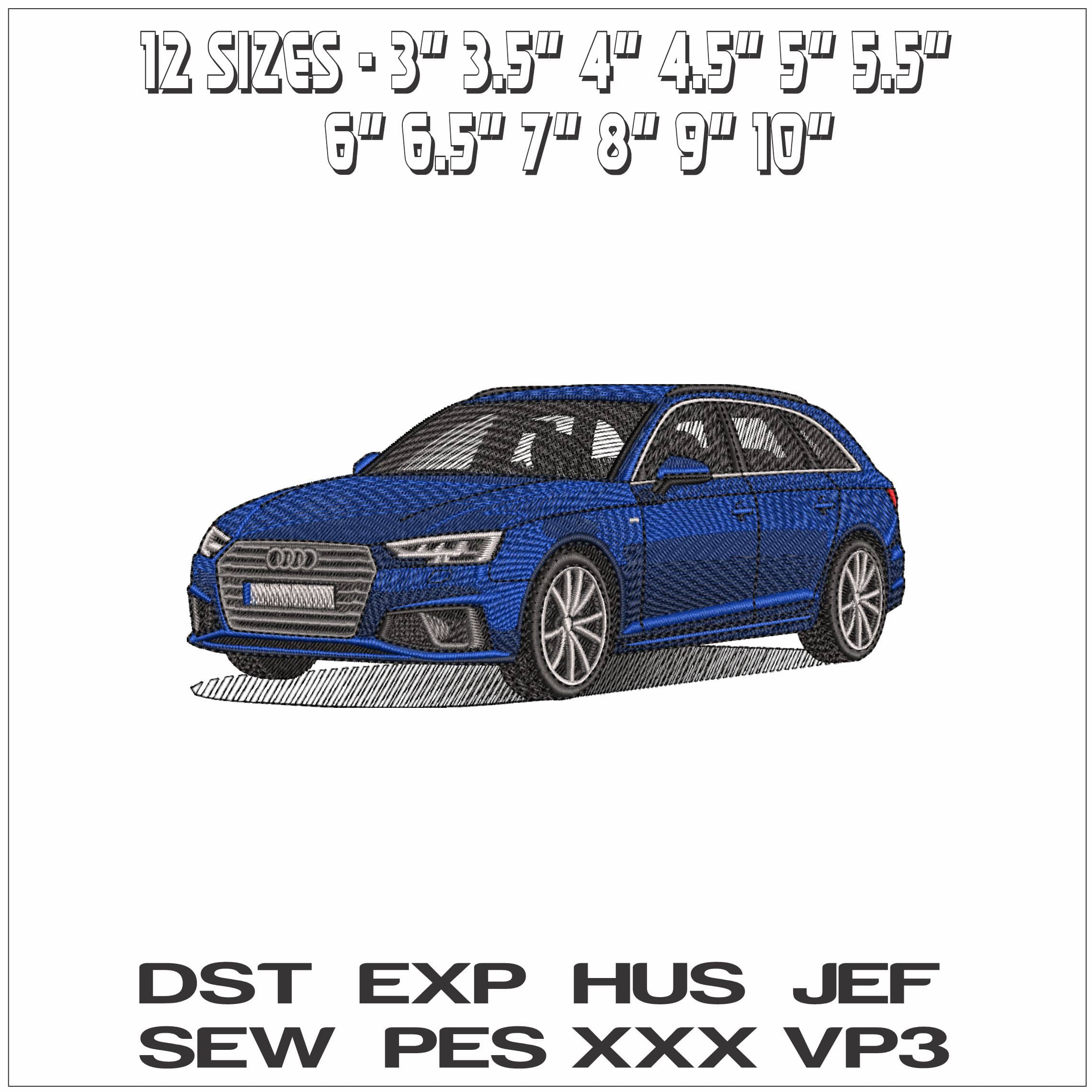 Audio A5 Estate- Elegant embroidery design file - instant download — view 2