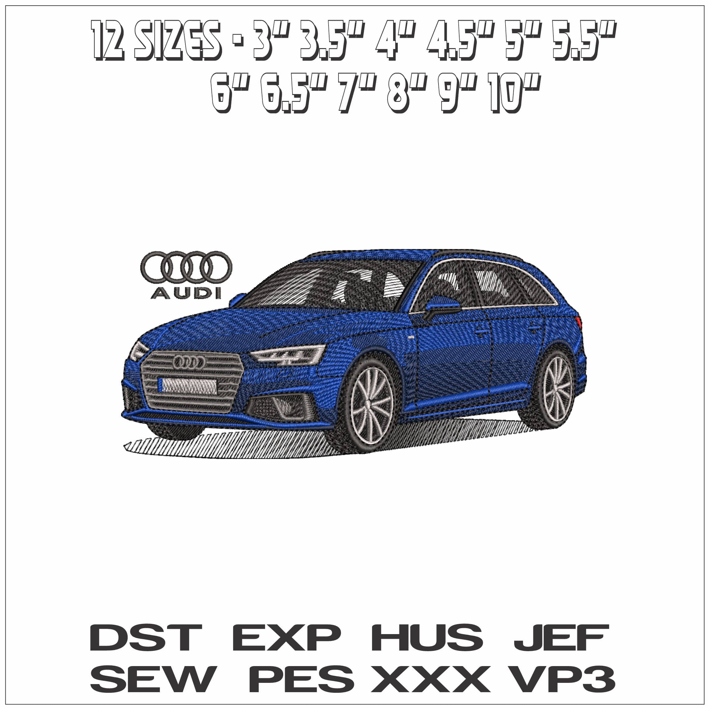 Audio A5 Estate with Logo- Elegant embroidery design file - instant download — view 2