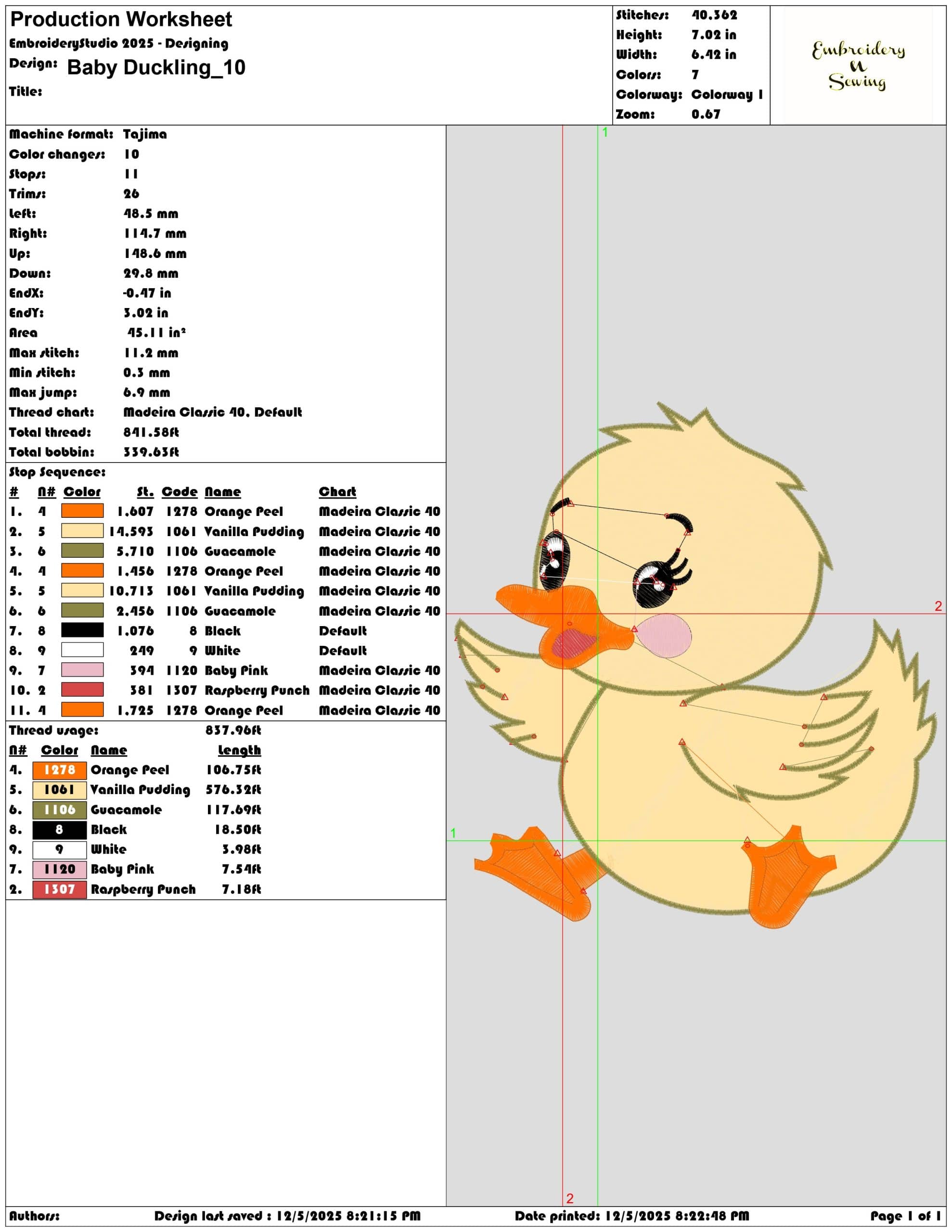 Baby Duckling- Elegant embroidery design file - instant download — view 3