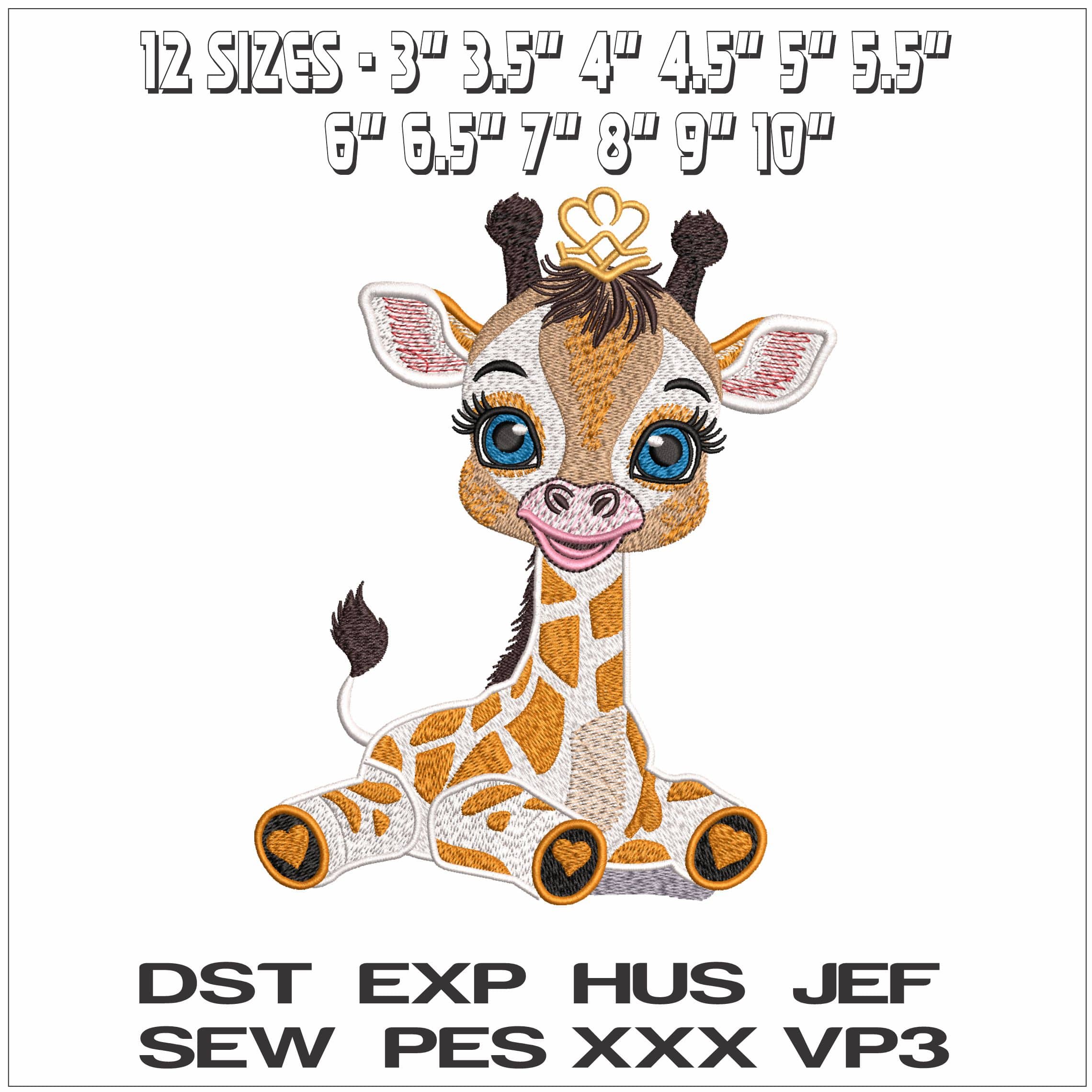 Baby Giraffe- Elegant embroidery design file - instant download — view 2