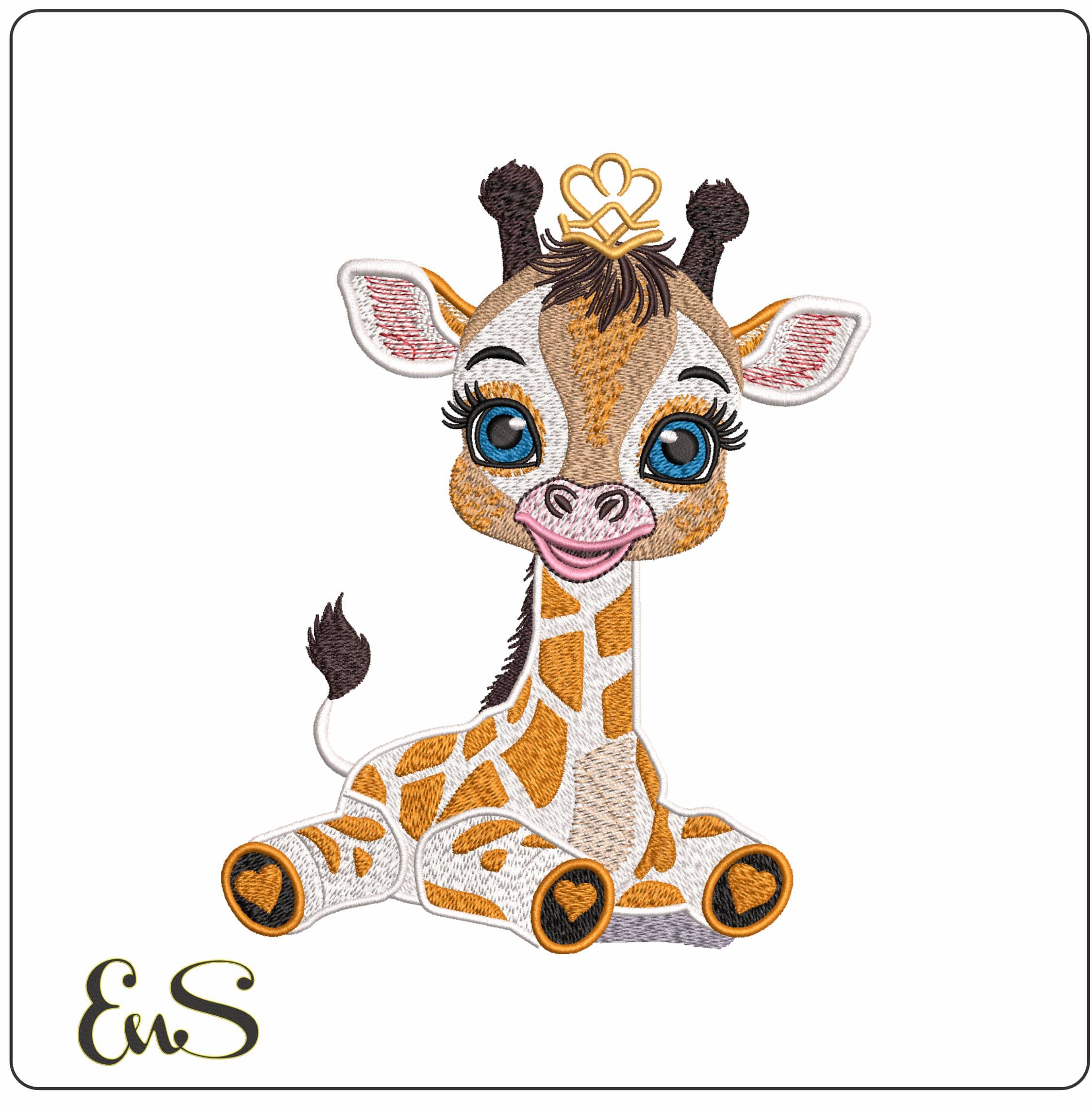 Baby Giraffe- Elegant embroidery design file - instant download