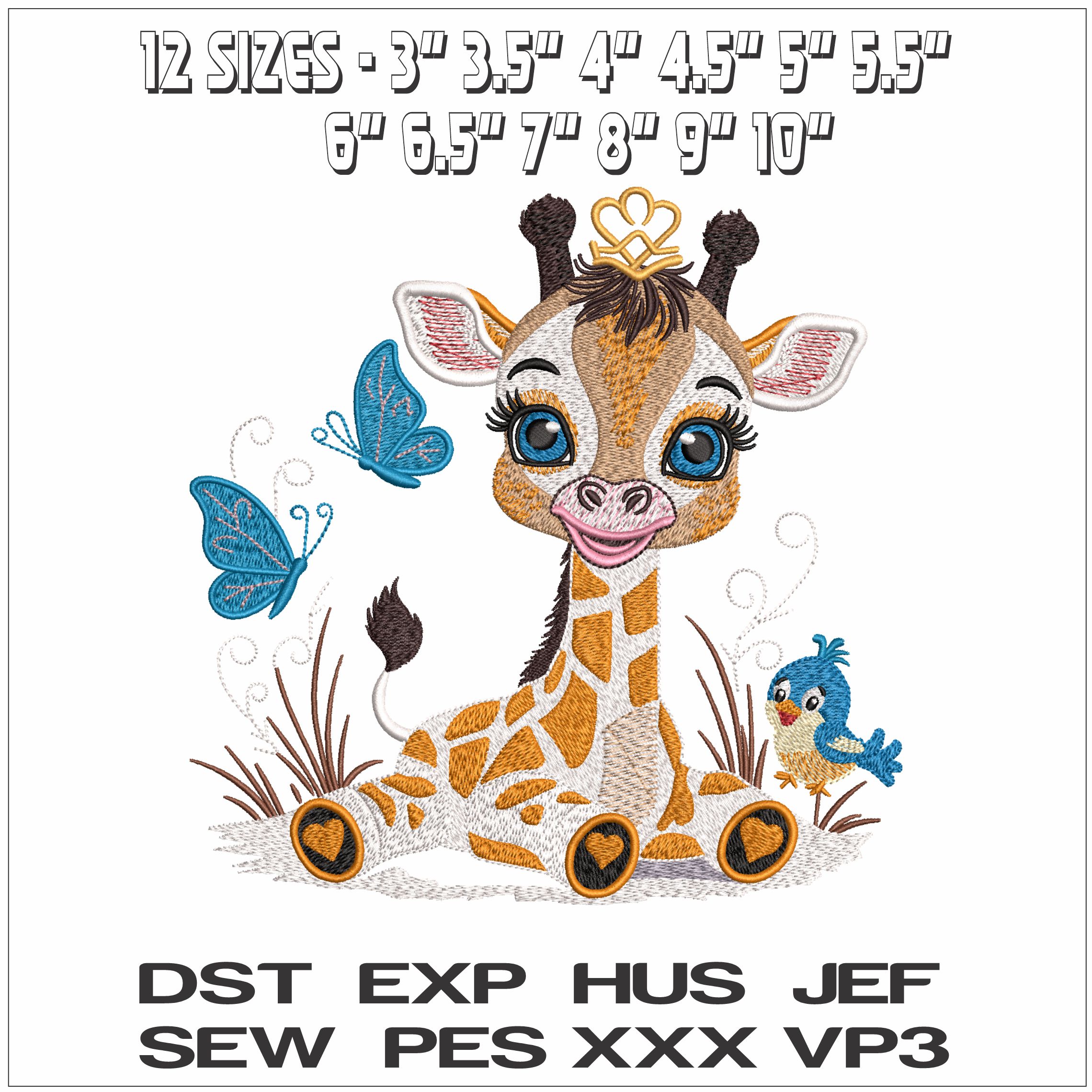 Baby Giraffe Kids- Elegant embroidery design file - instant download — view 2