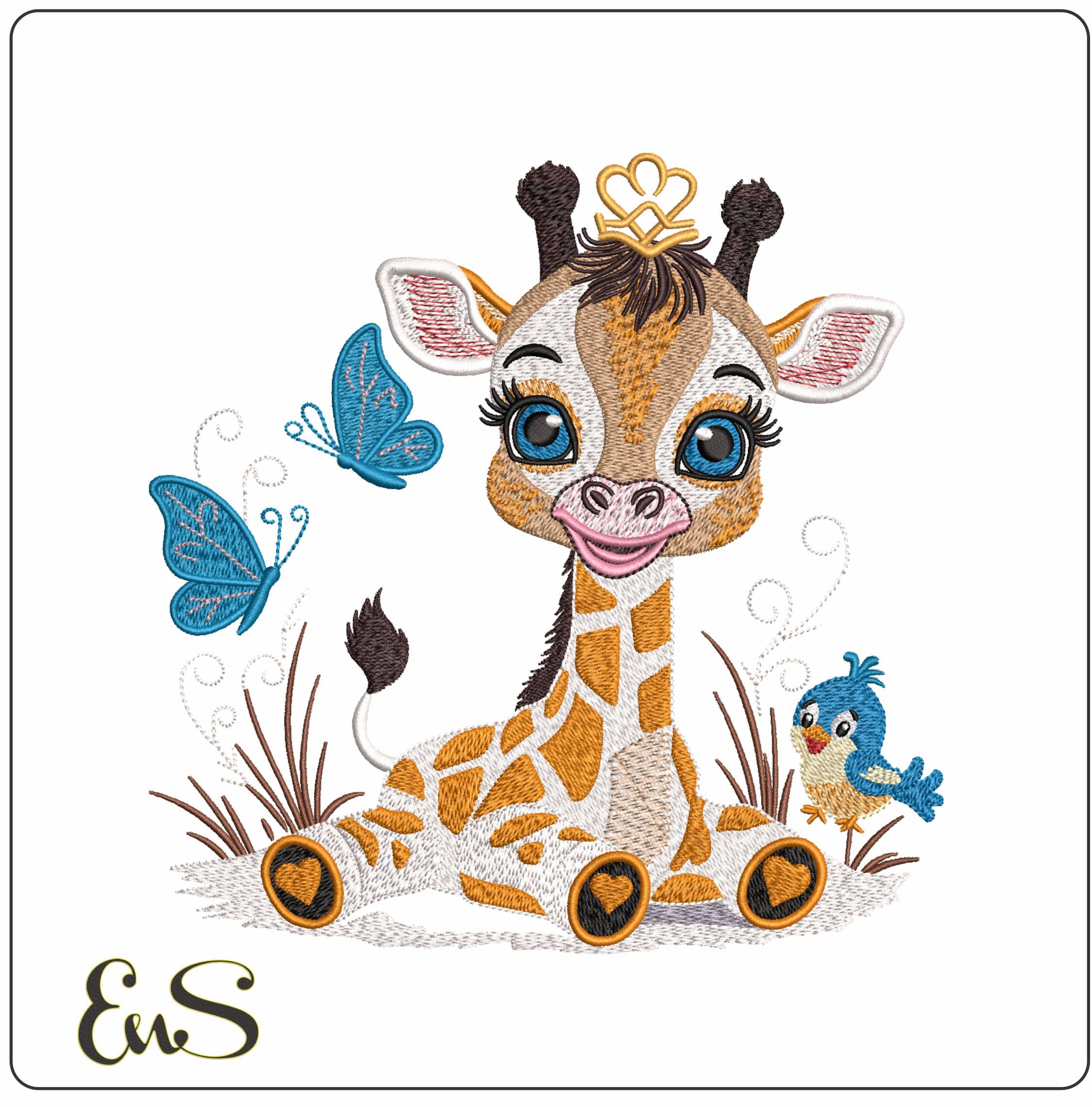 Baby Giraffe Kids- Elegant embroidery design file - instant download