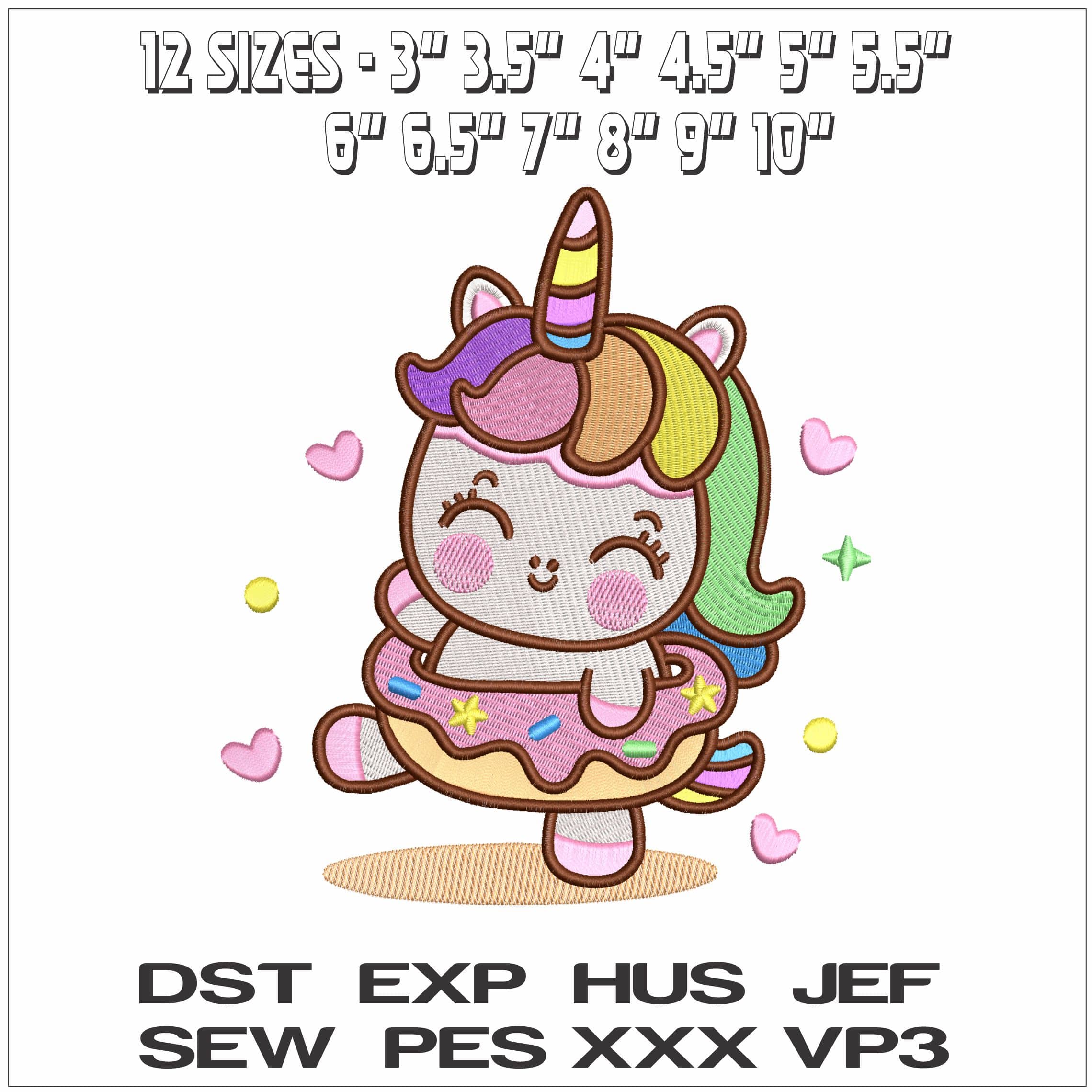 Baby unicorn in Donut- Elegant embroidery design file - instant download — view 2