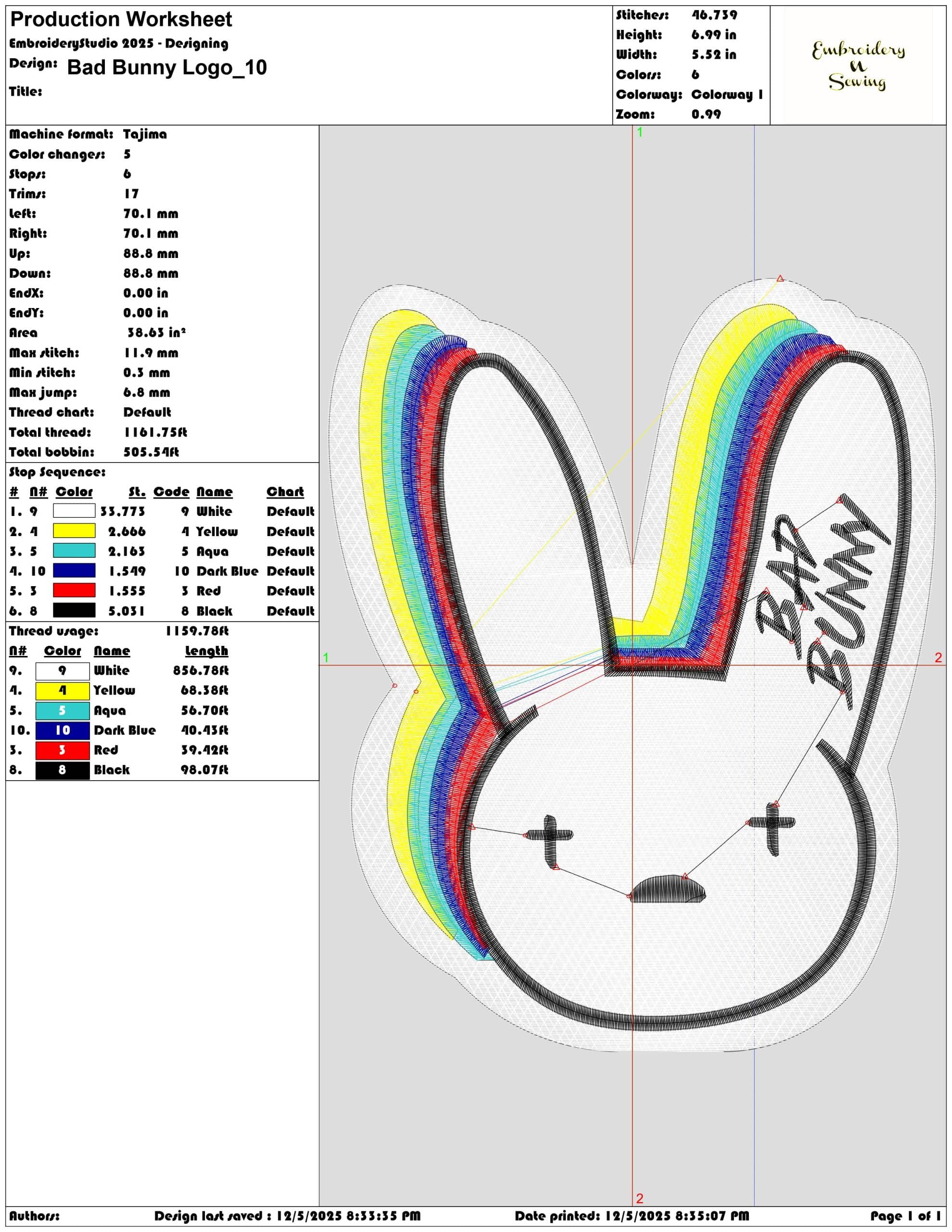 Bad Bunny Logo- Elegant embroidery design file - instant download — view 3