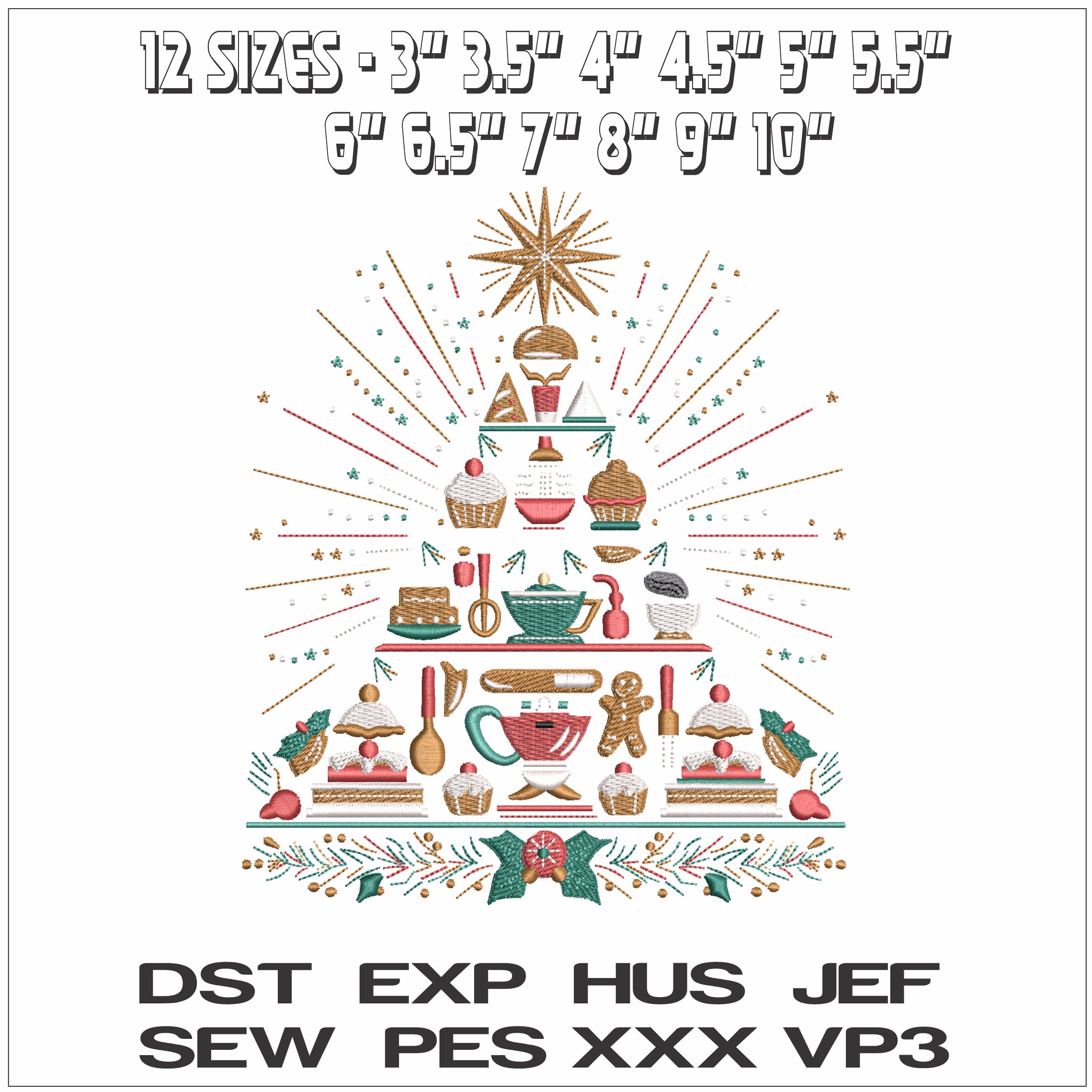 Baking Christmas Tree- Elegant embroidery design file - instant download — view 2