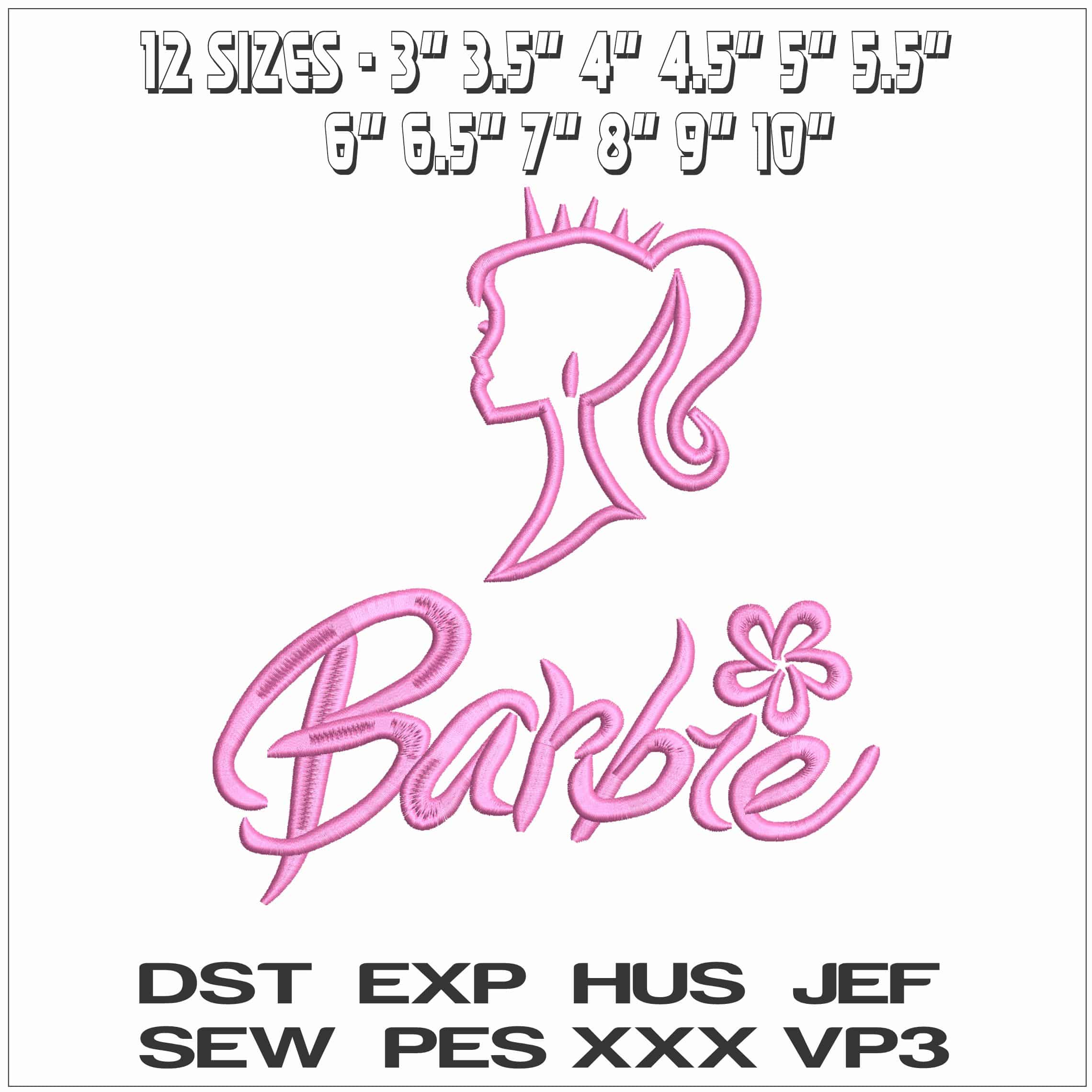 Barbie Shilotte and Name- Elegant embroidery design file - instant download — view 2