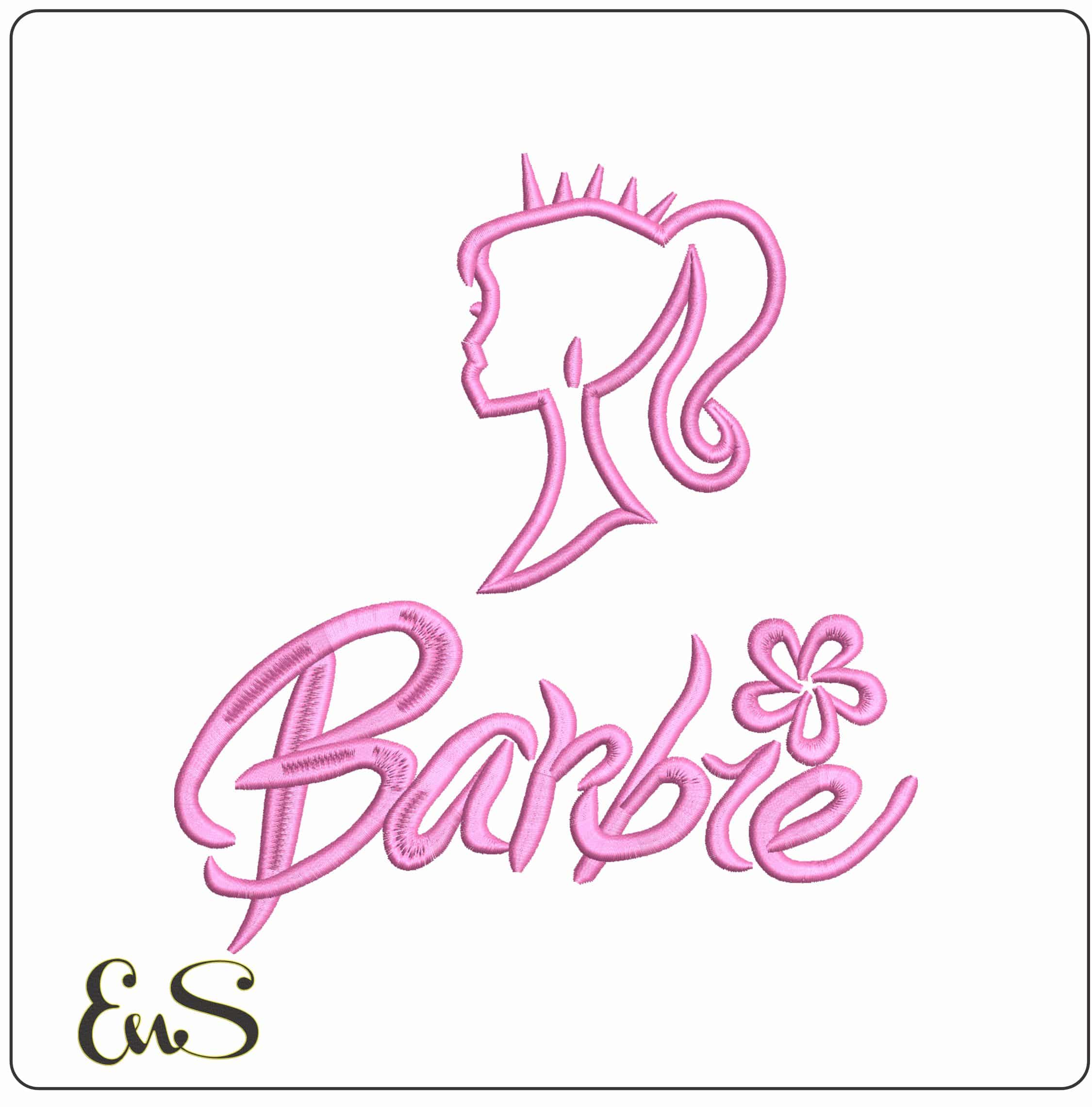 Barbie Shilotte and Name- Elegant embroidery design file - instant download