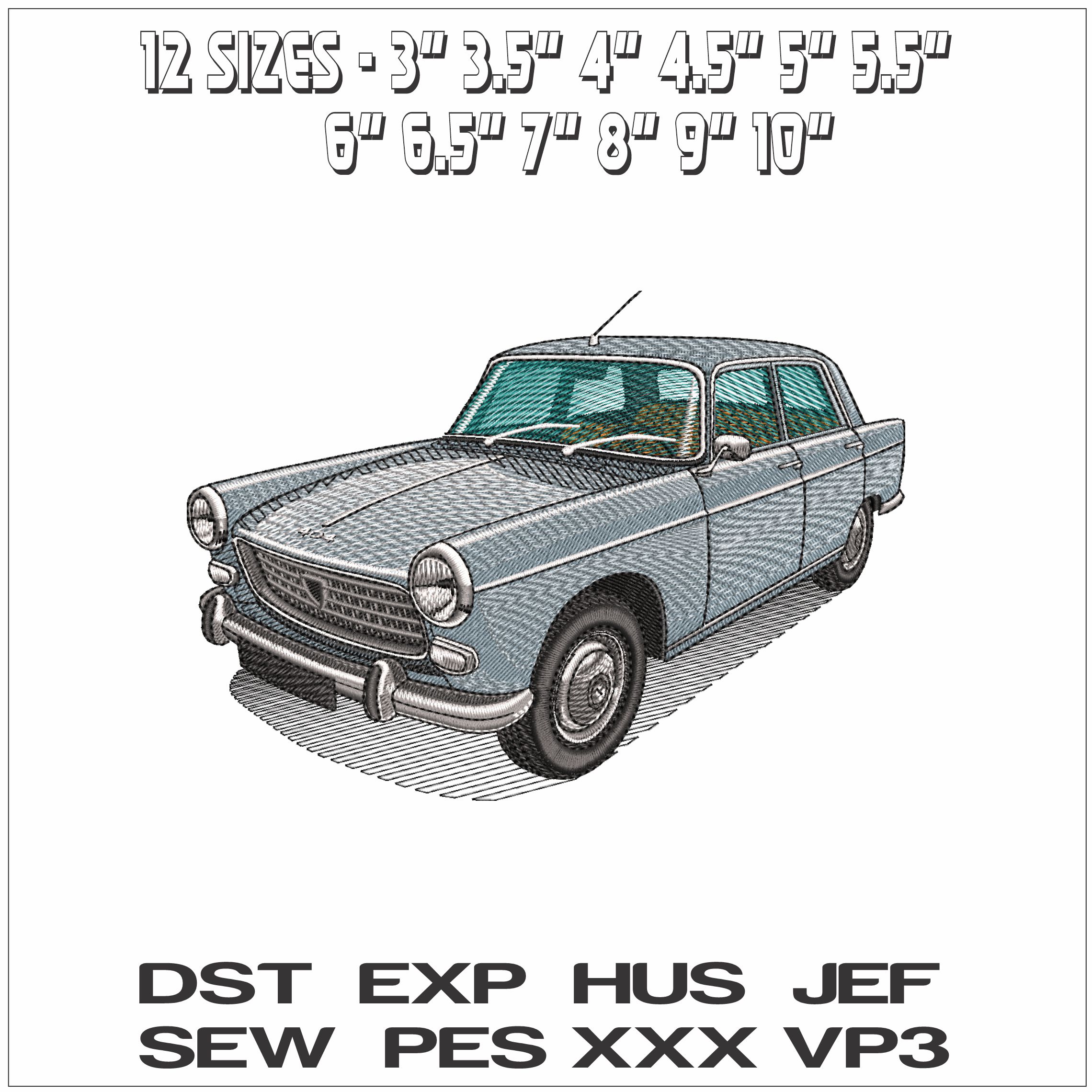 1960 Peugeot 404- Elegant embroidery design file - instant download — view 2