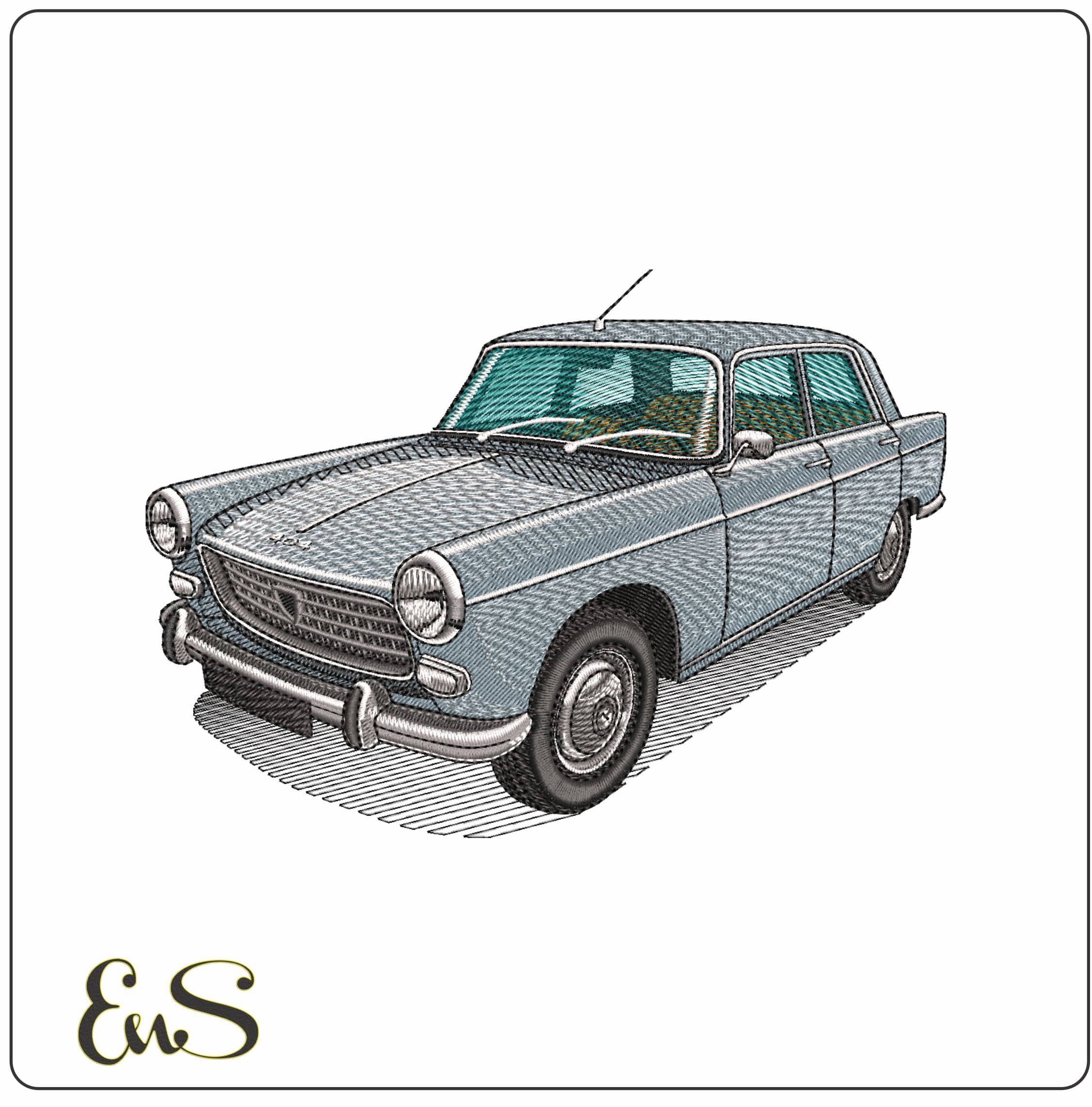 1960 Peugeot 404- Elegant embroidery design file - instant download
