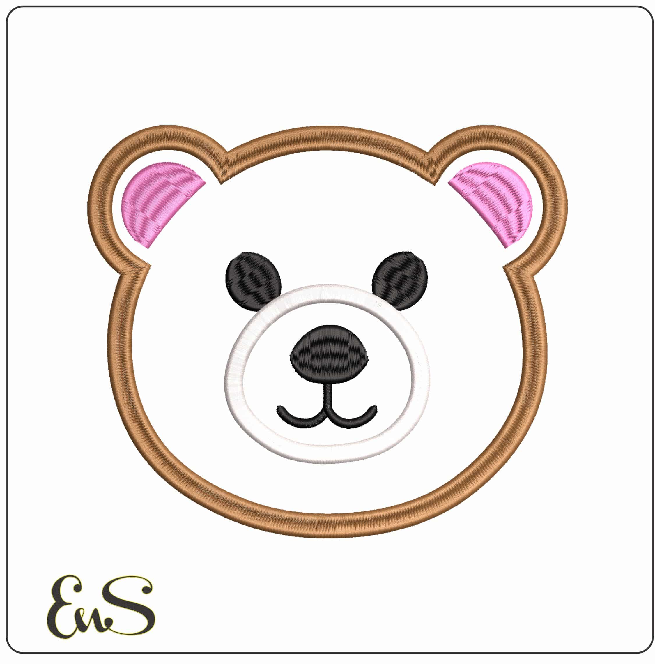 Basic Bear Face Applique- Elegant embroidery design file - instant download