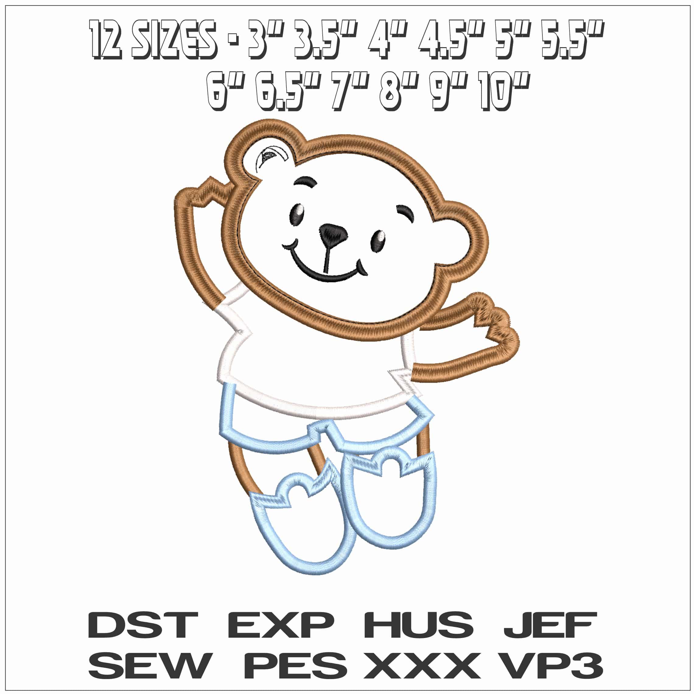 Basic Bear Footballer Applique- Elegant embroidery design file - instant download — view 2