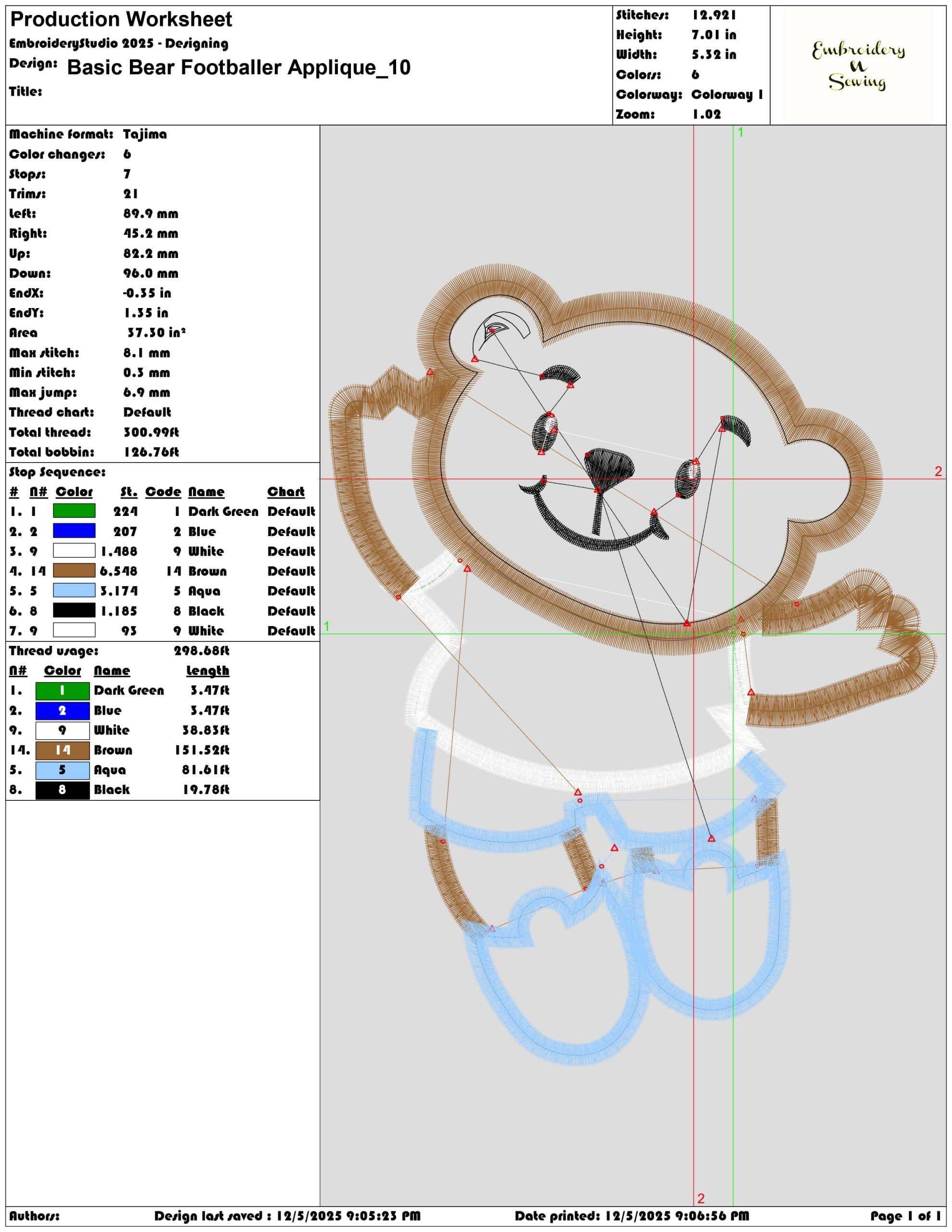 Basic Bear Footballer Applique- Elegant embroidery design file - instant download — view 3