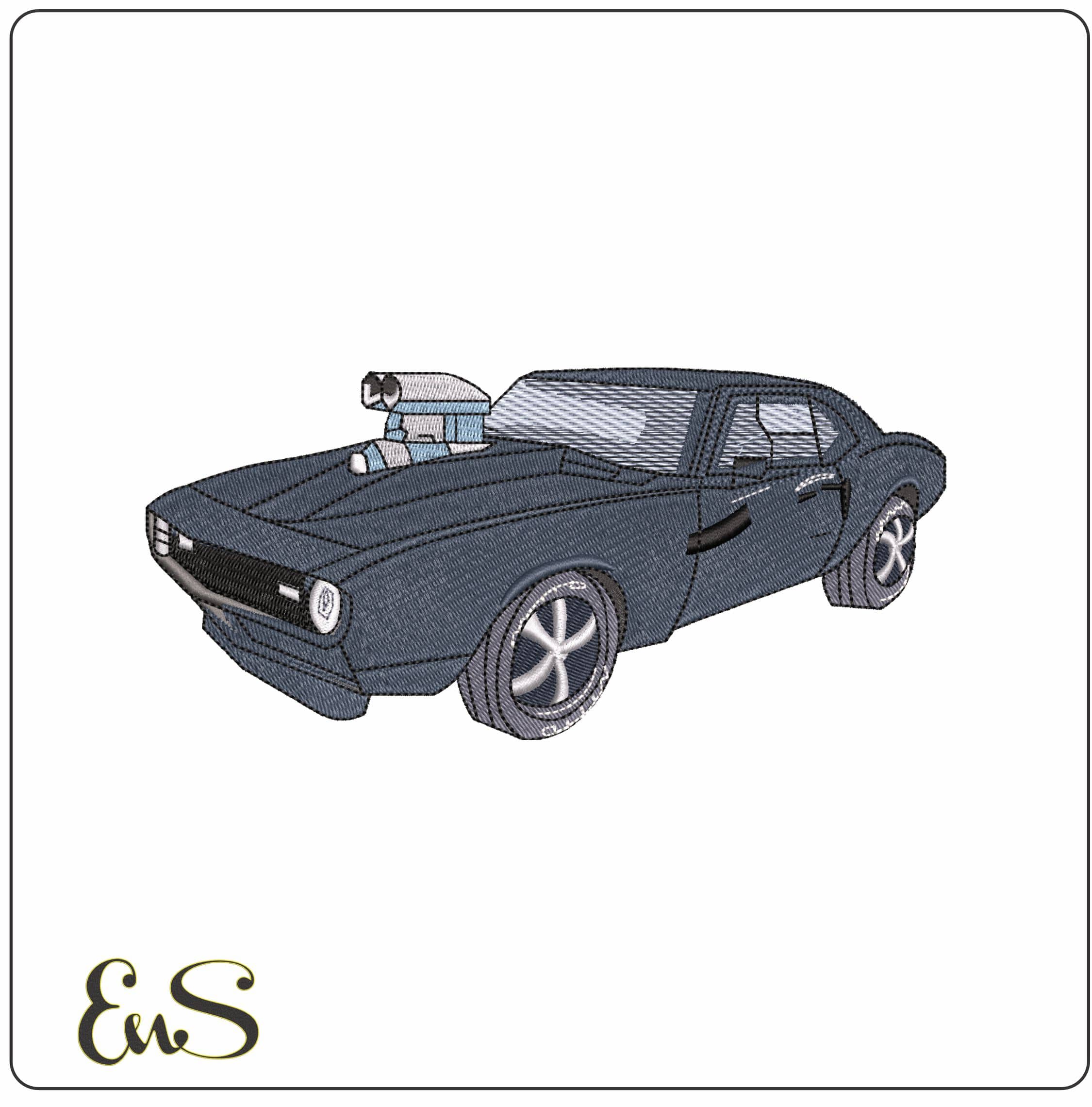 Basic Car Design with hood scoop- Elegant embroidery design file - instant download