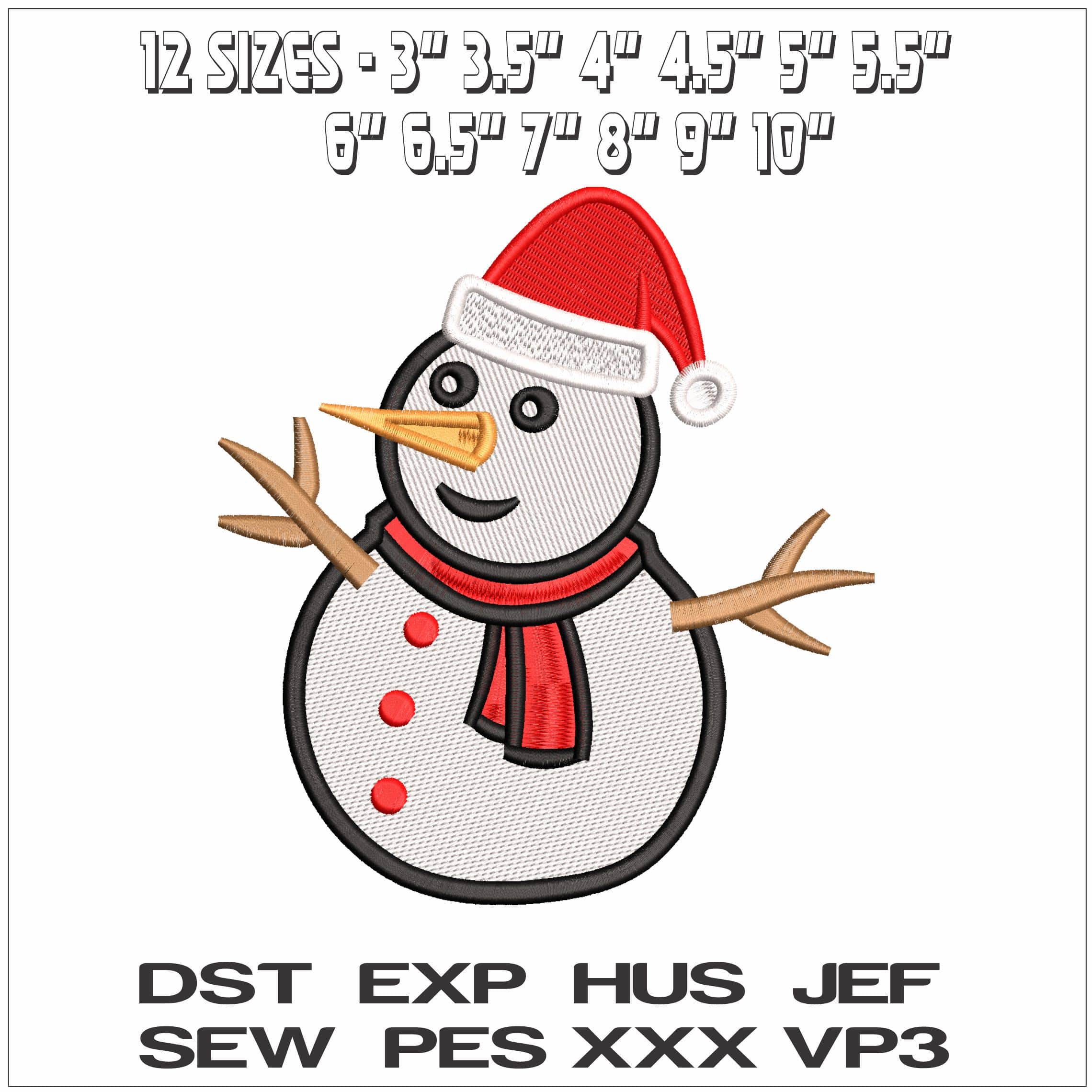 Basic Snowman- Elegant embroidery design file - instant download — view 2