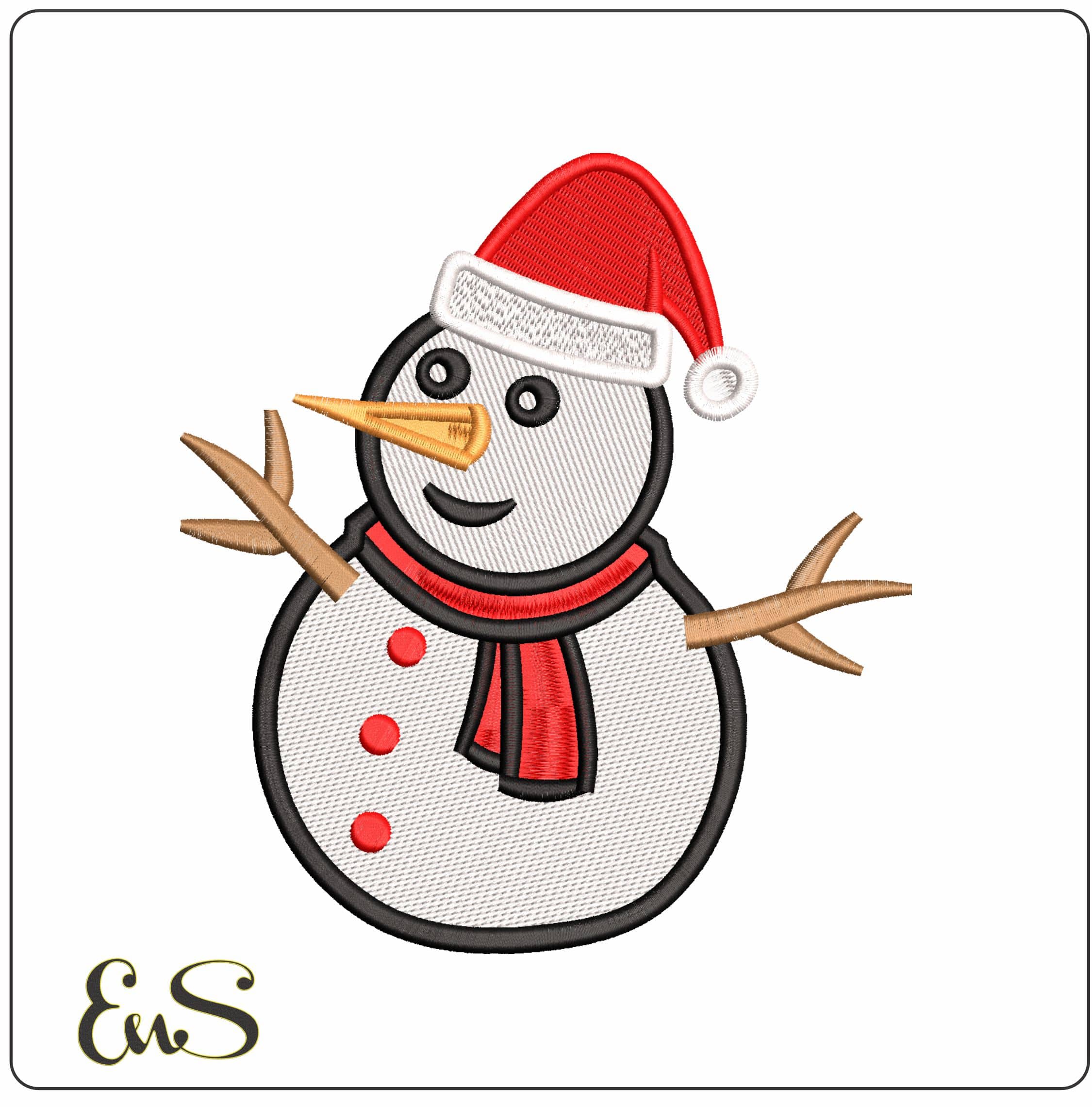 Basic Snowman- Elegant embroidery design file - instant download