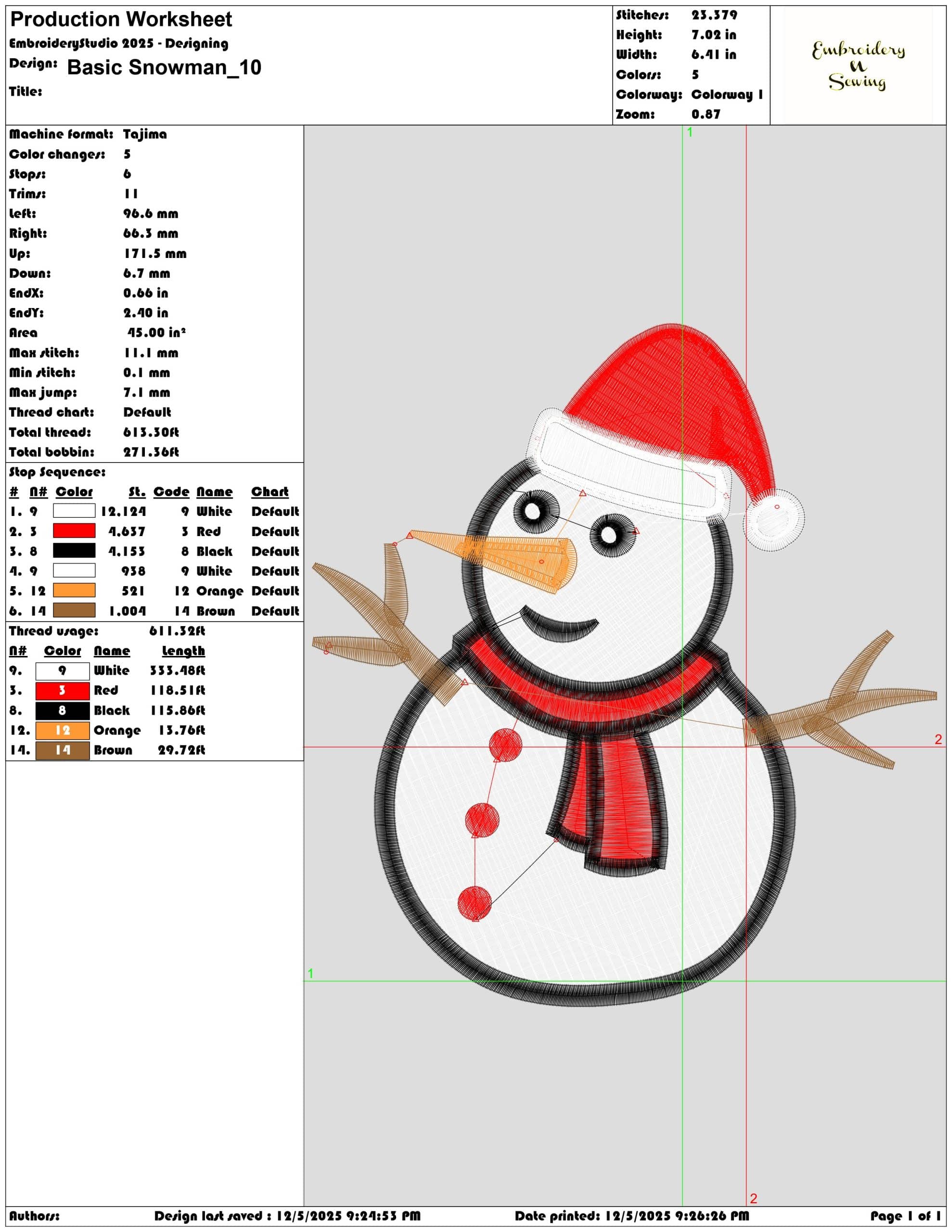 Basic Snowman- Elegant embroidery design file - instant download — view 3