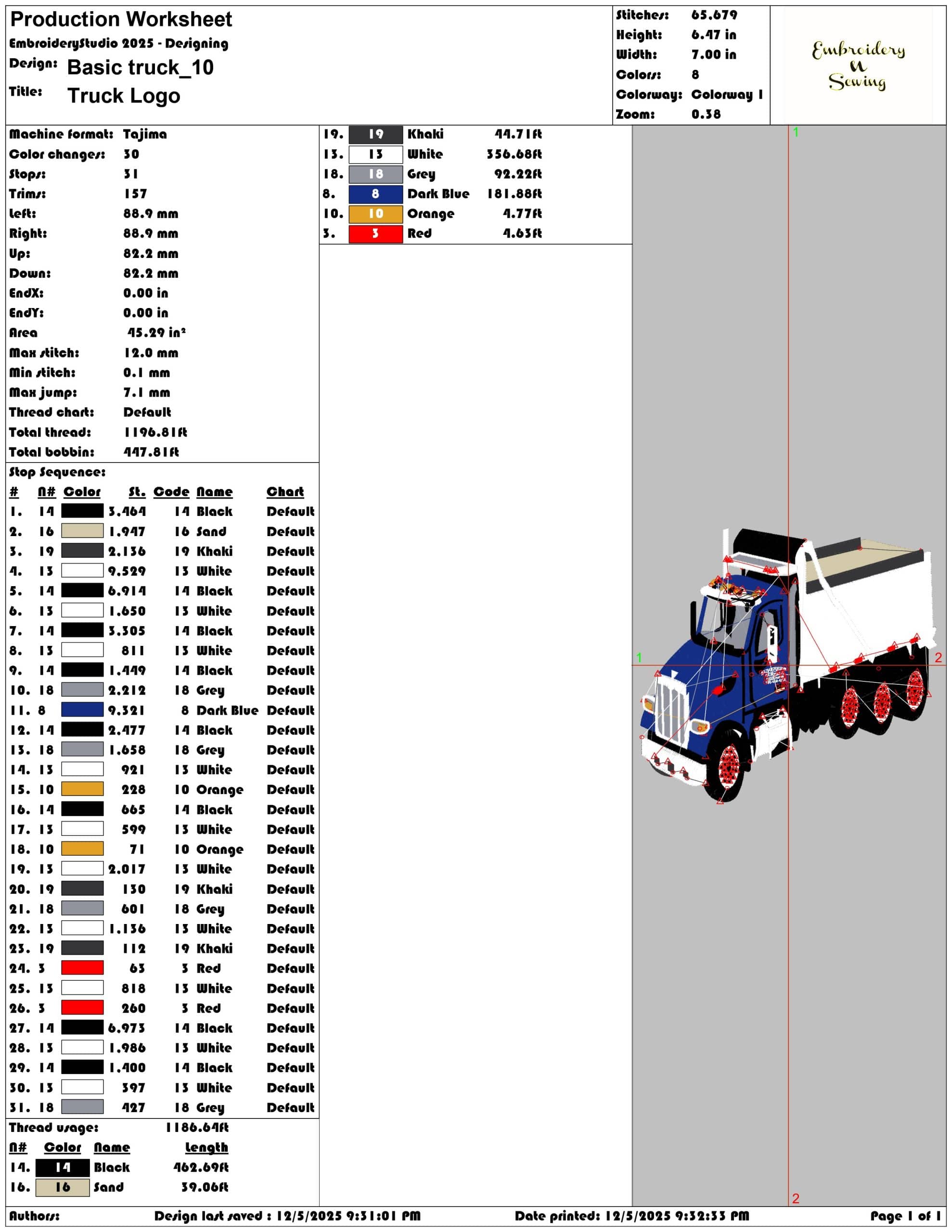 Basic truck- Elegant embroidery design file - instant download — view 3