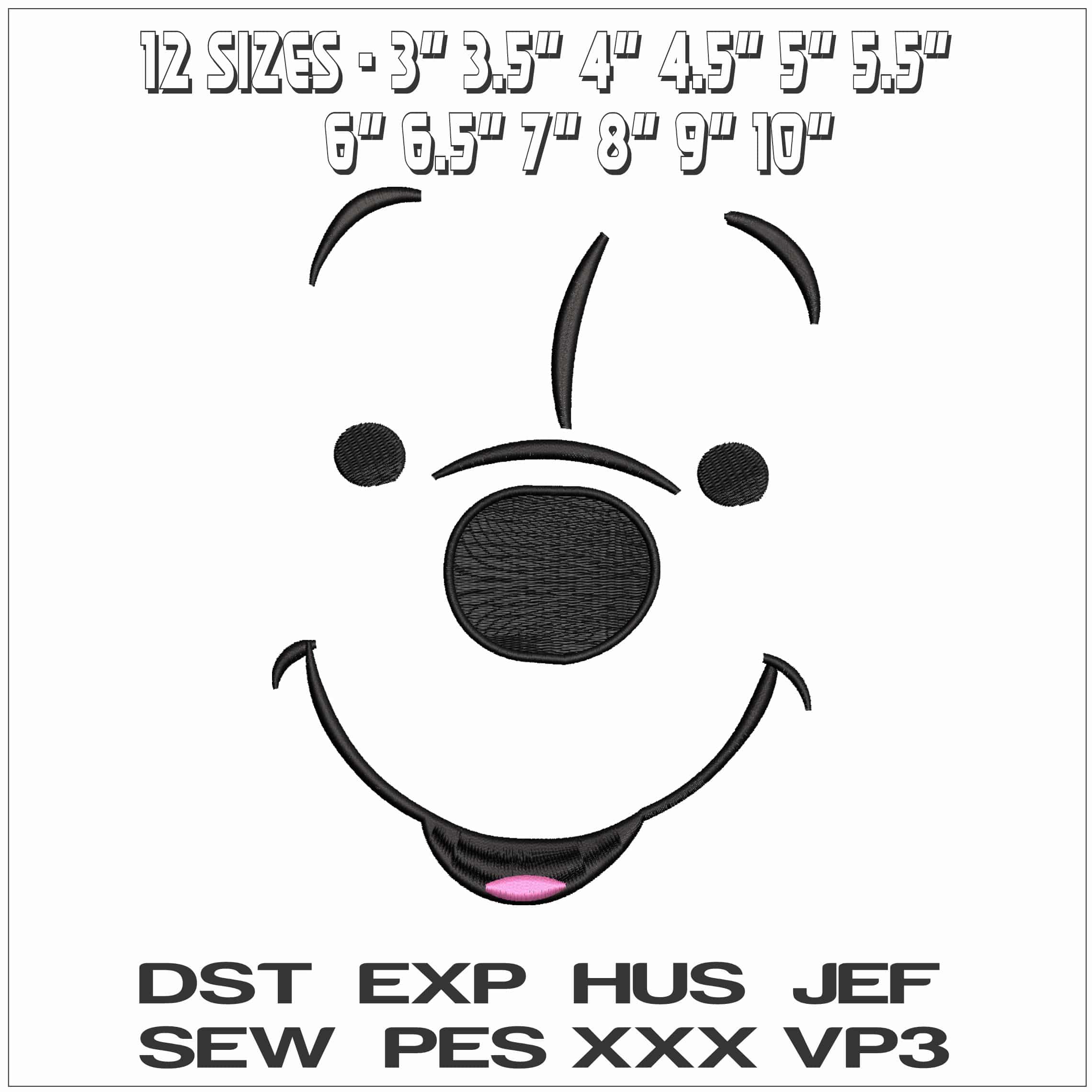 Basic Winnie the Pooh Face- Elegant embroidery design file - instant download — view 2