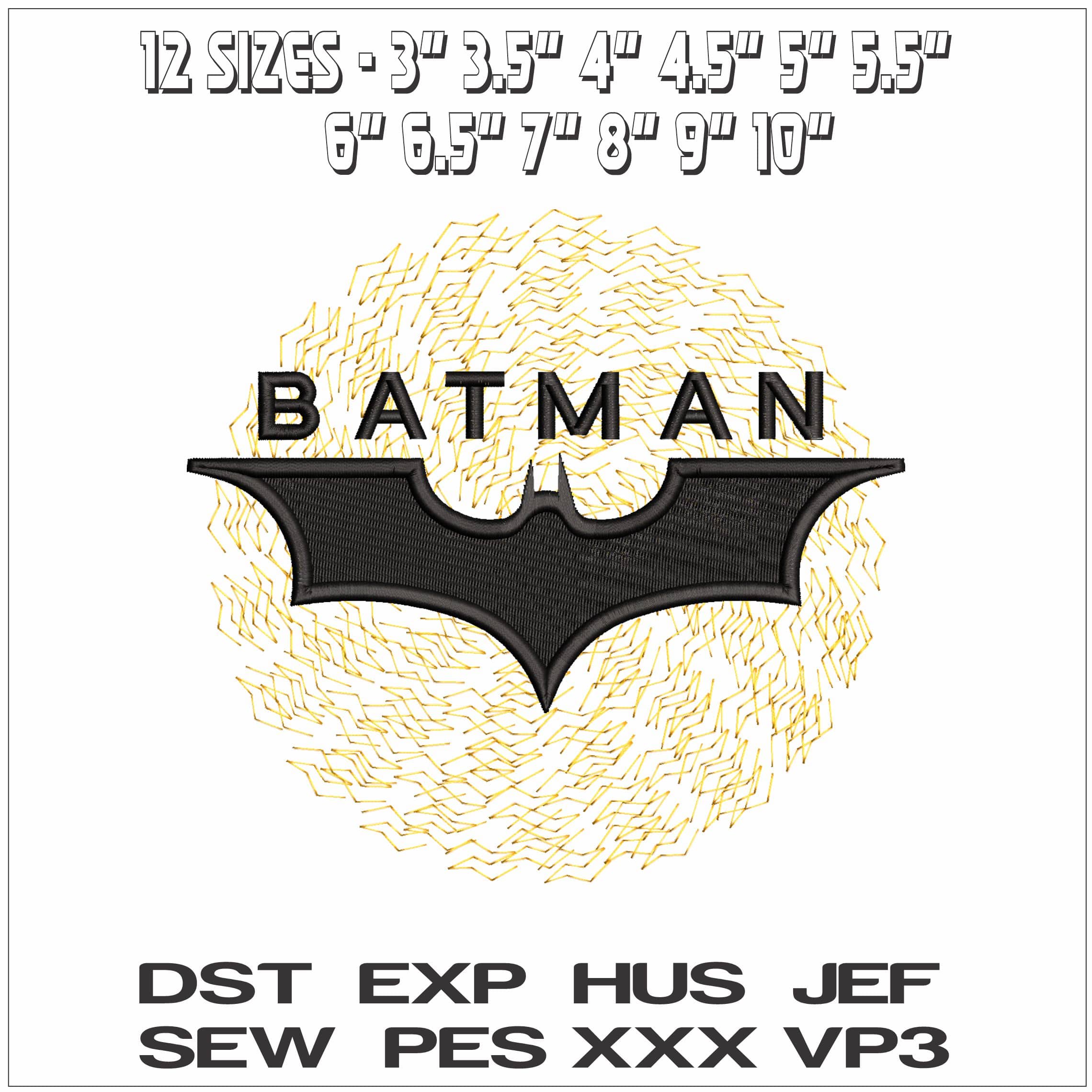 Batman Logo with Moon- Elegant embroidery design file - instant download — view 2