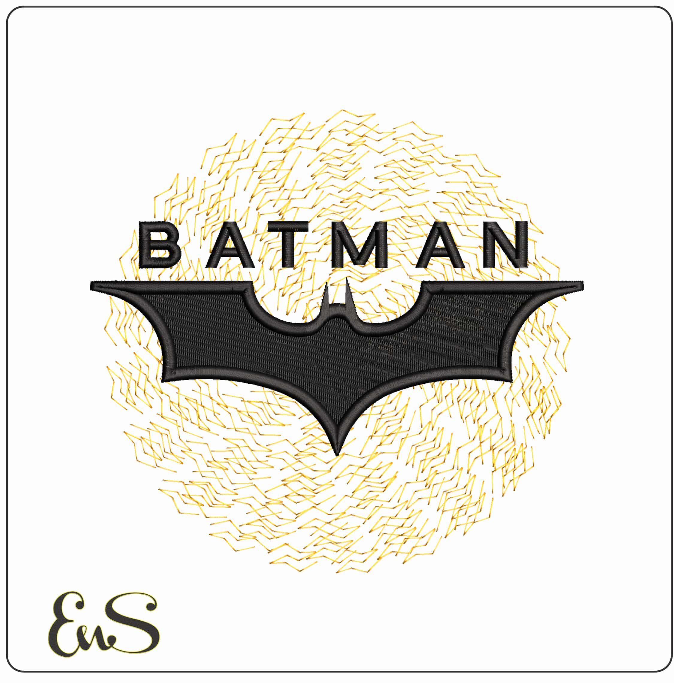 Batman Logo with Moon- Elegant embroidery design file - instant download