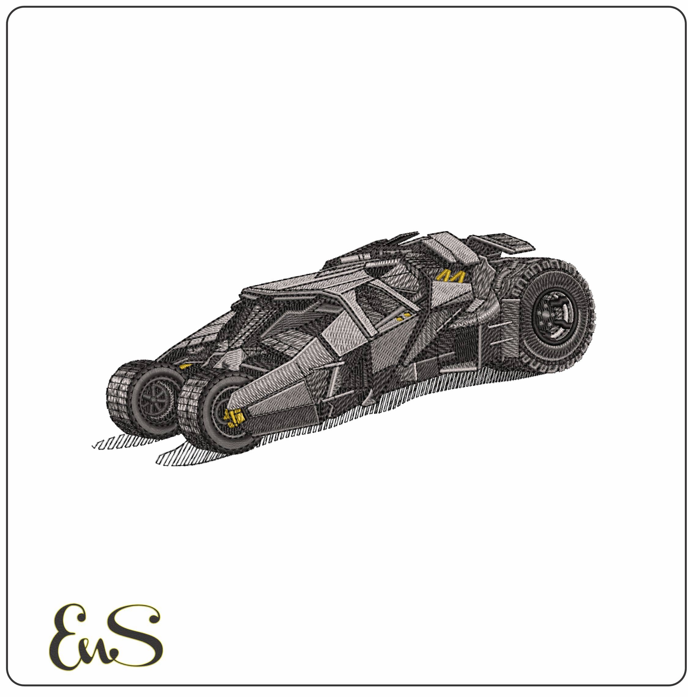 Batmobil- Elegant embroidery design file - instant download