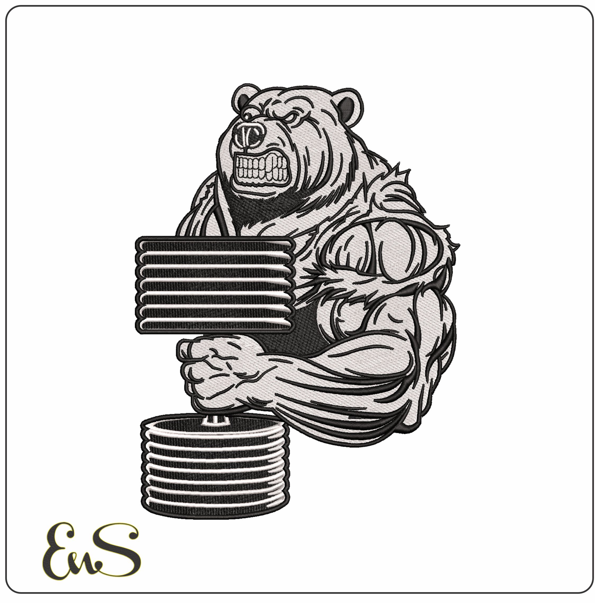 Bear Weightlighter- Elegant embroidery design file - instant download
