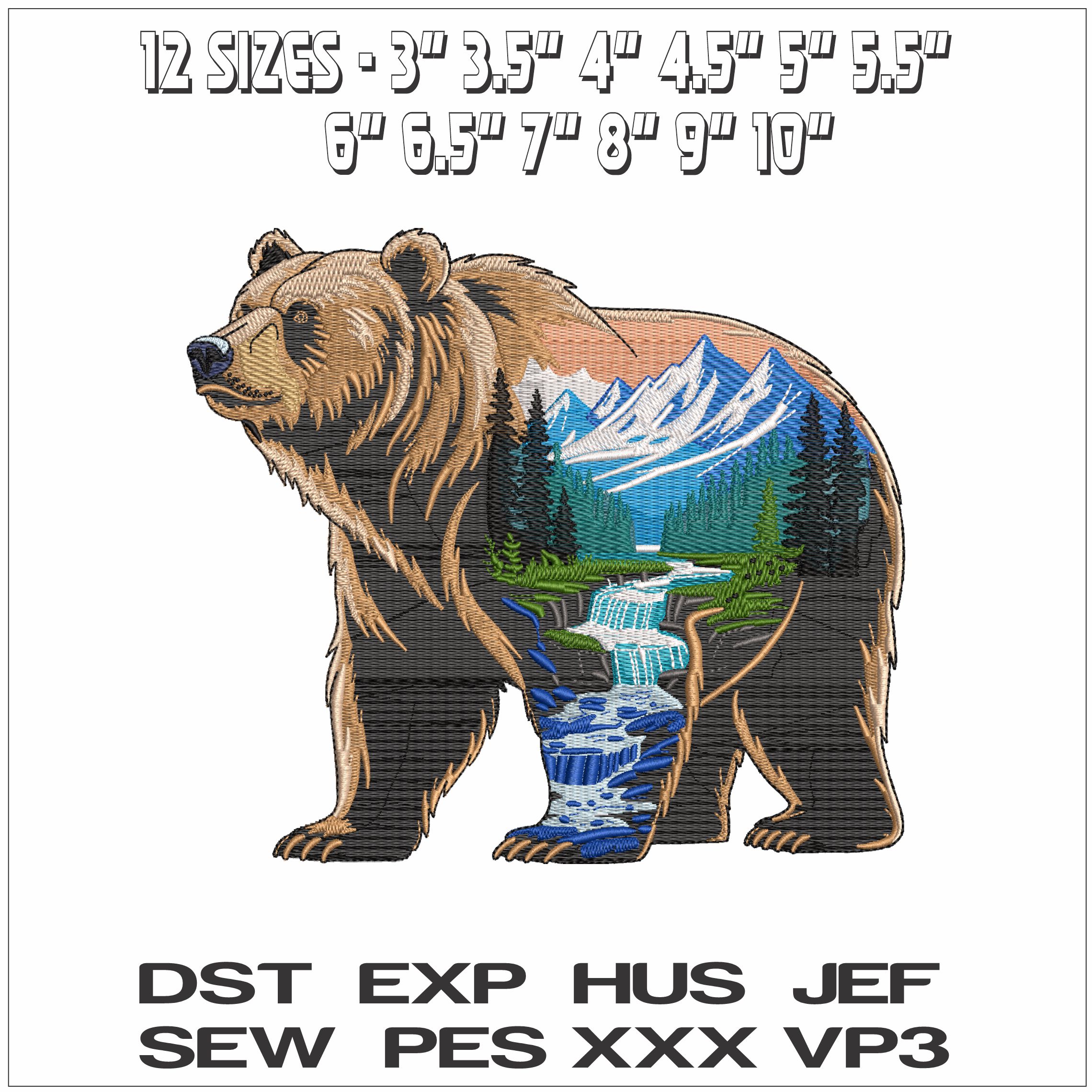 Bear with Scenery- Elegant embroidery design file - instant download — view 2