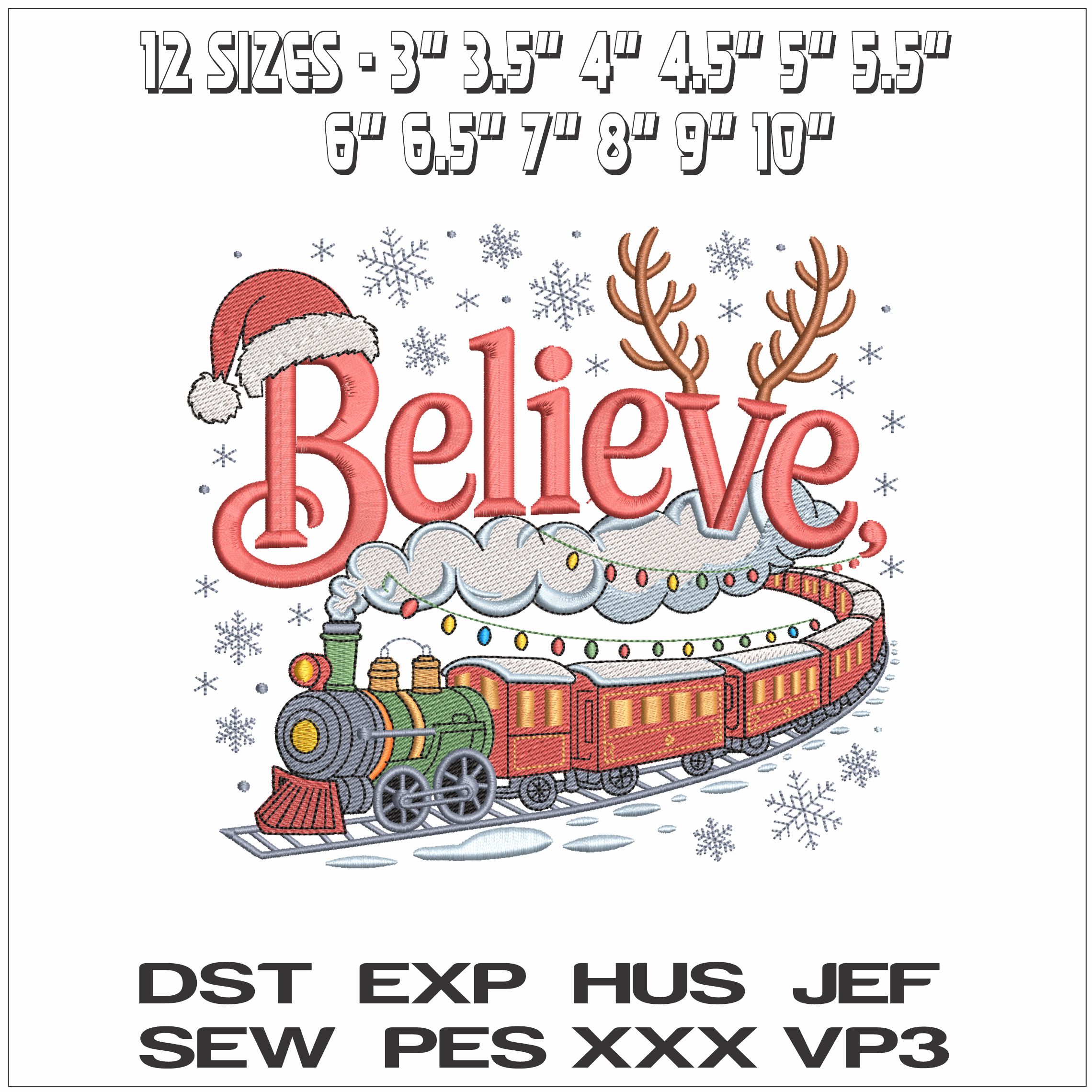 Believe in Christmas- Elegant embroidery design file - instant download — view 2