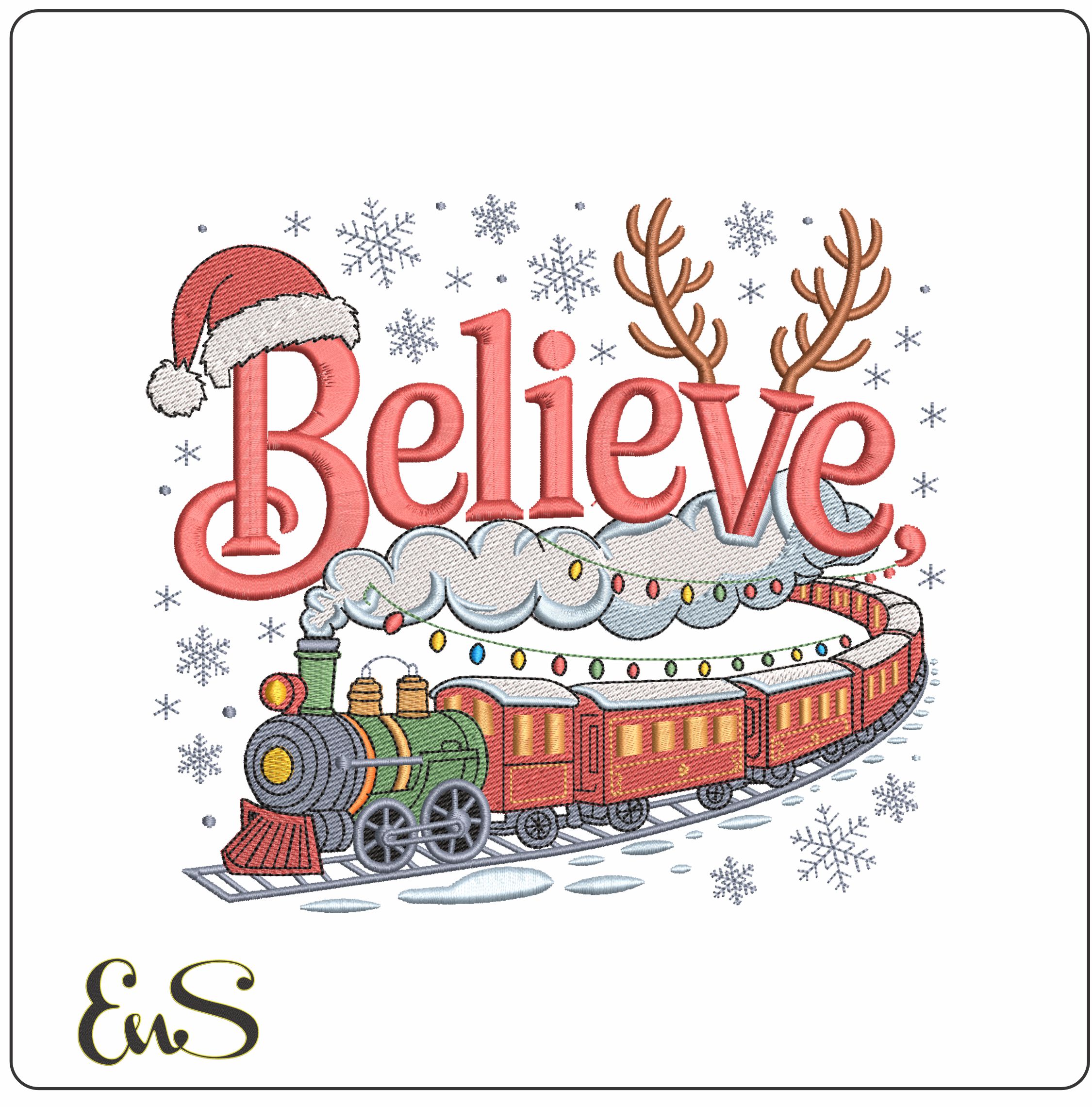 Believe in Christmas- Elegant embroidery design file - instant download