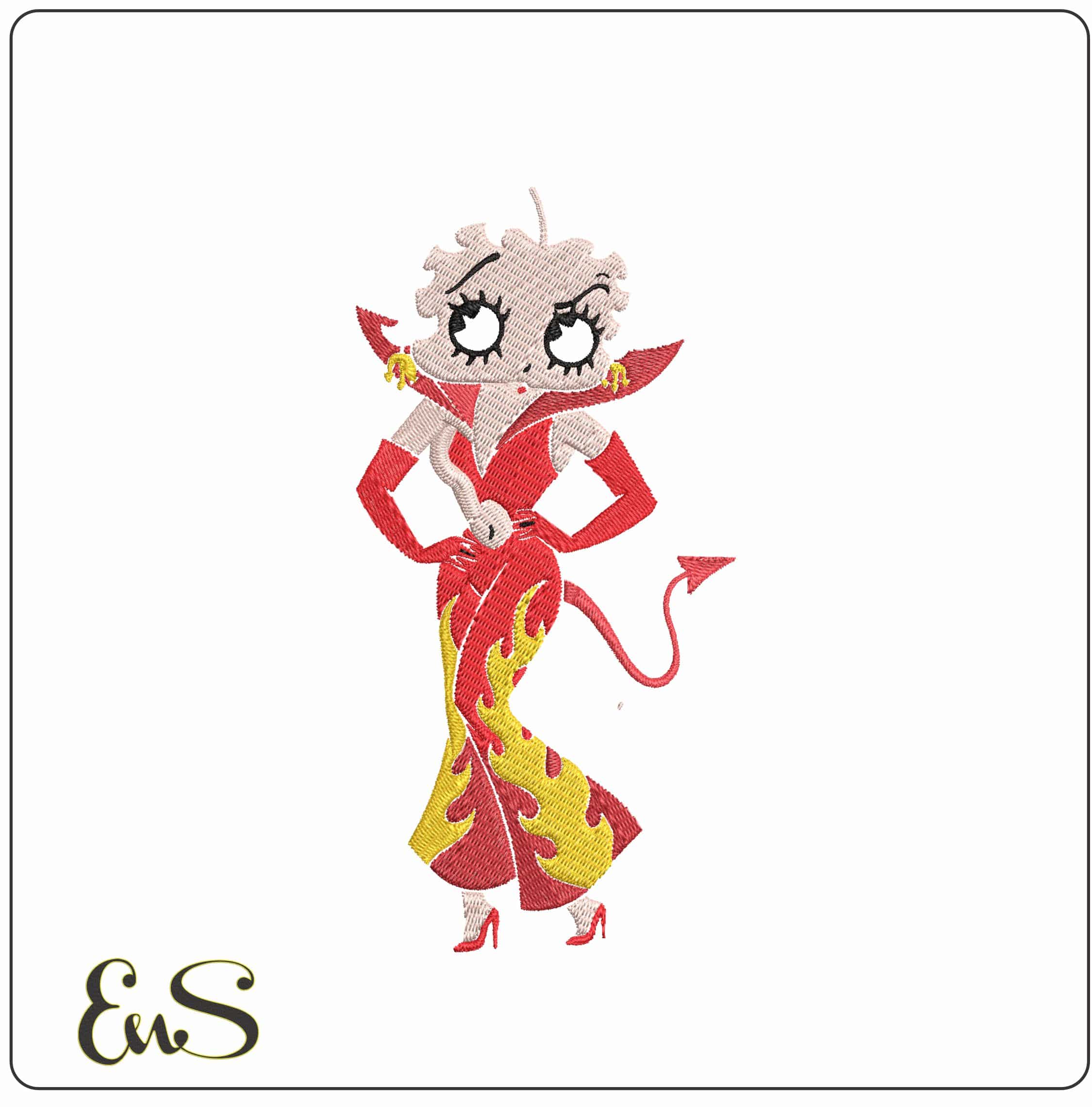 Betty Boo in Devil outfit- Elegant embroidery design file - instant download