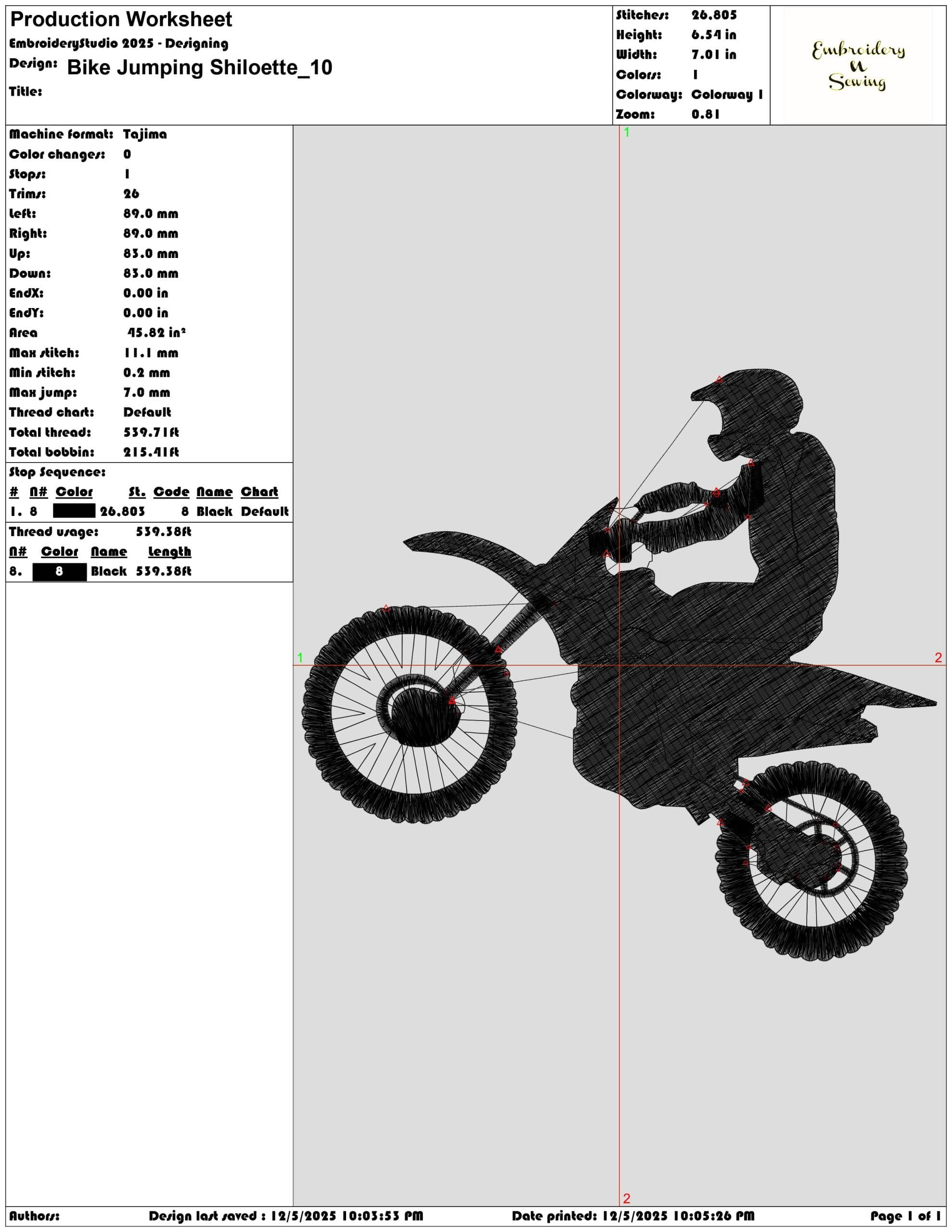 Bike Jumping Shiloette- Elegant embroidery design file - instant download — view 3