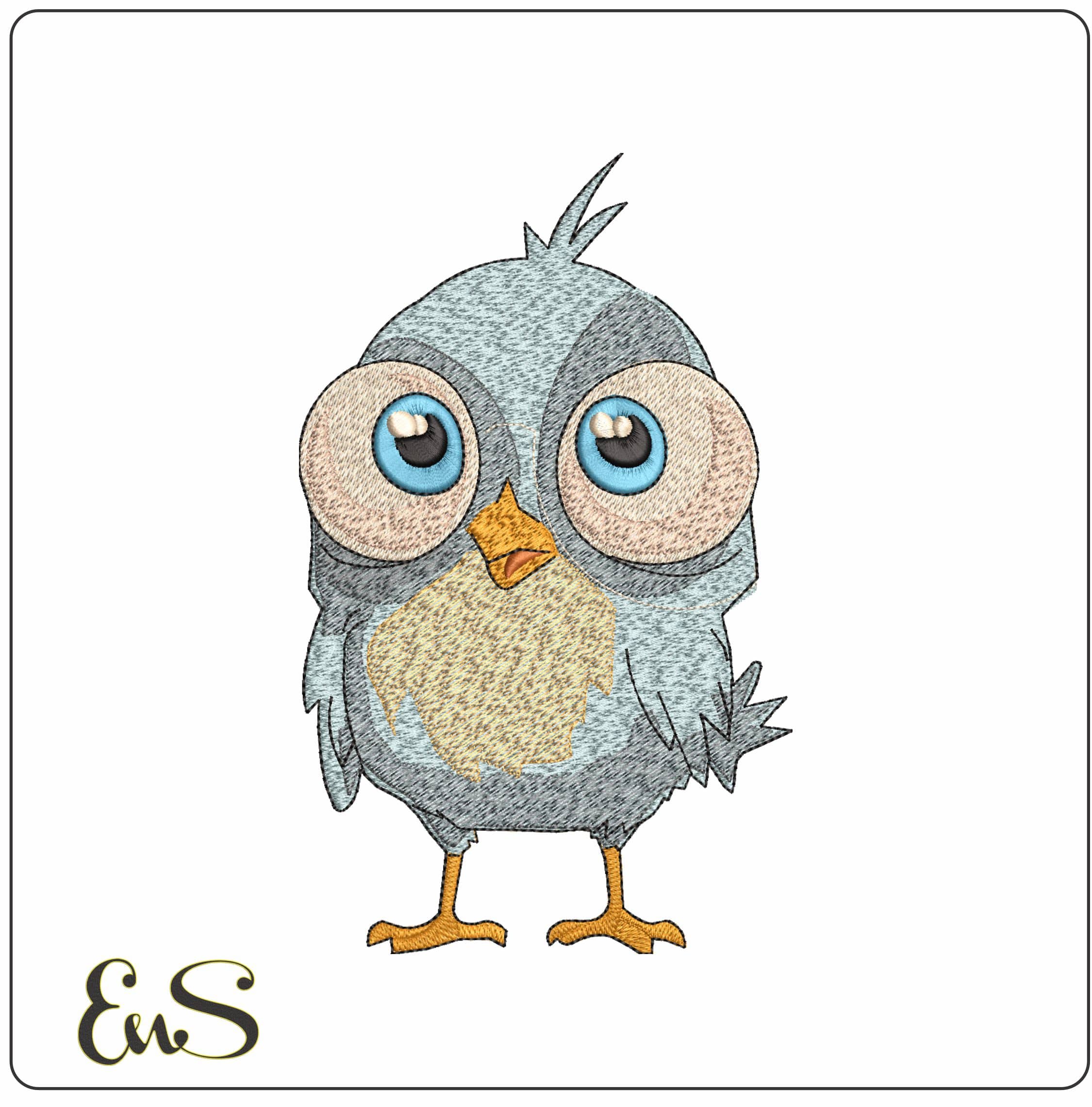 Bird with Large - Elegant embroidery design file - instant download