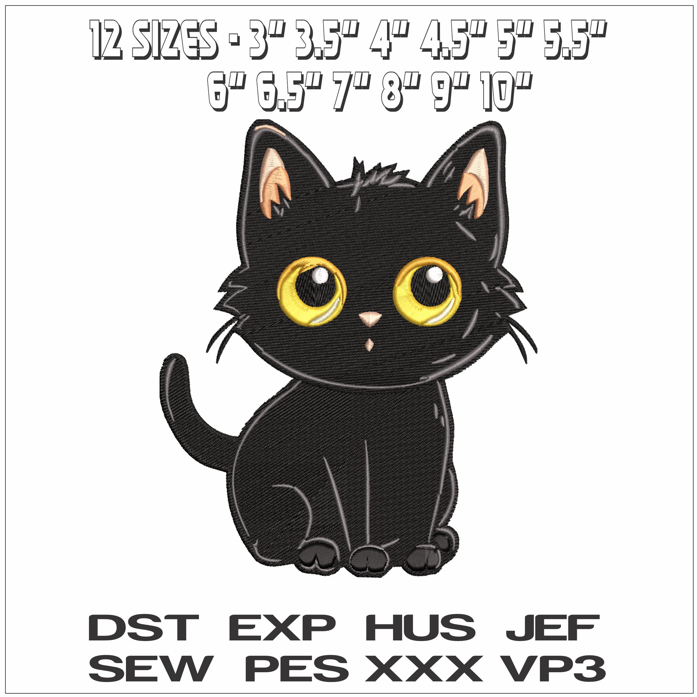 Black Cat - Elegant embroidery design file - instant download — view 2